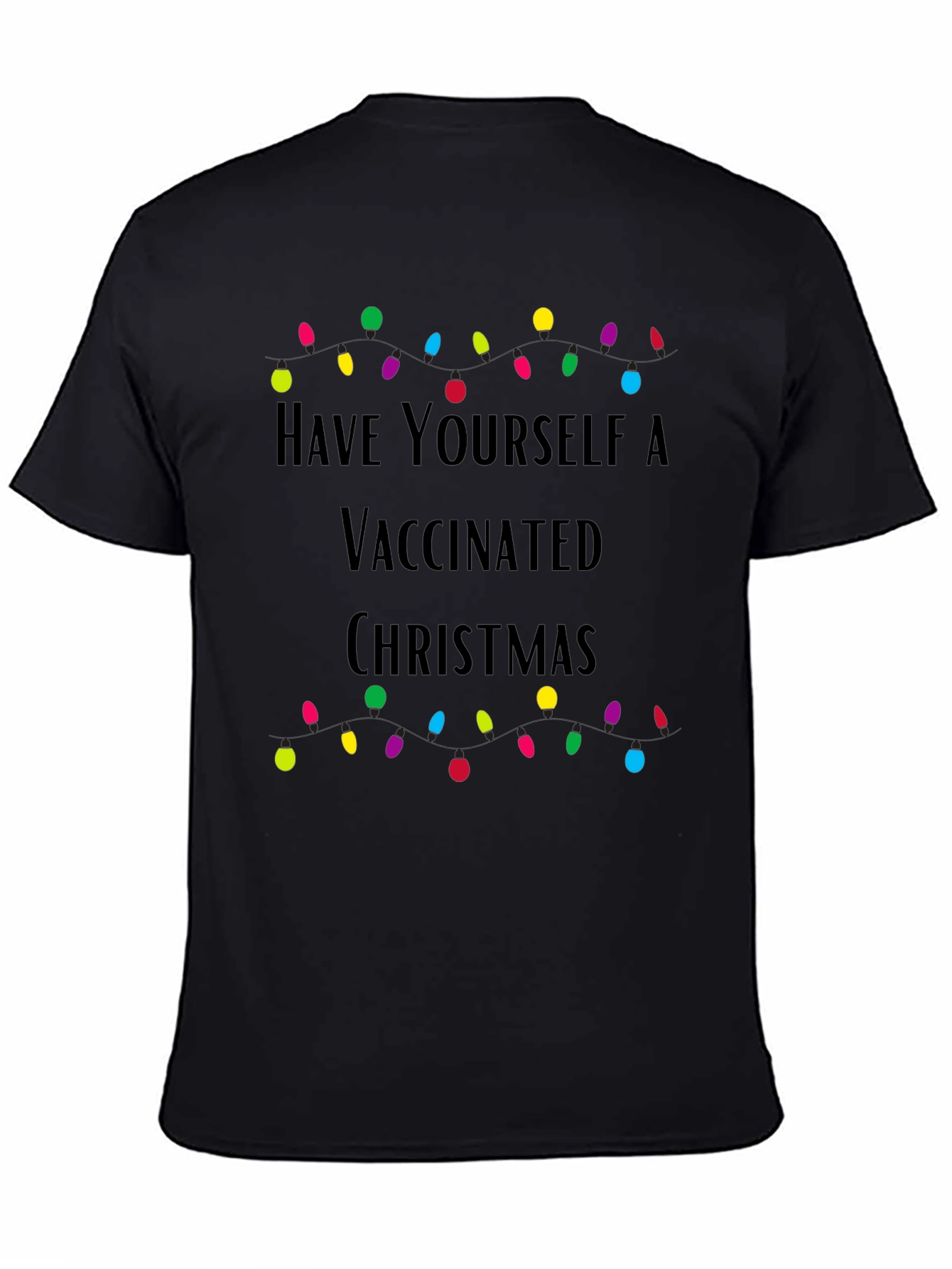 Black Vaccinated Christmas T-Shirt Holiday Tee view 4
