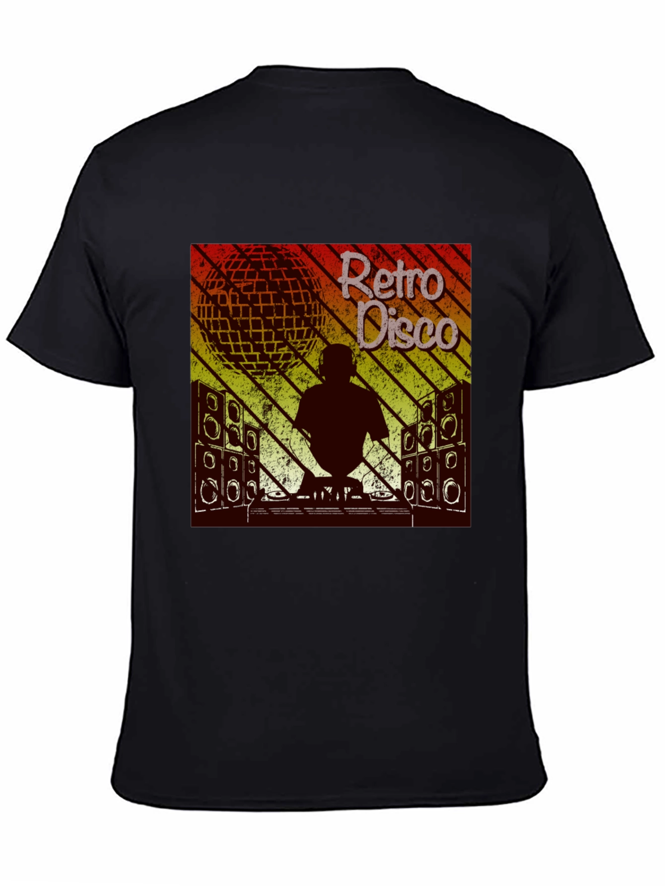 Black Retro Disco DJ Graphic T-Shirt view 4