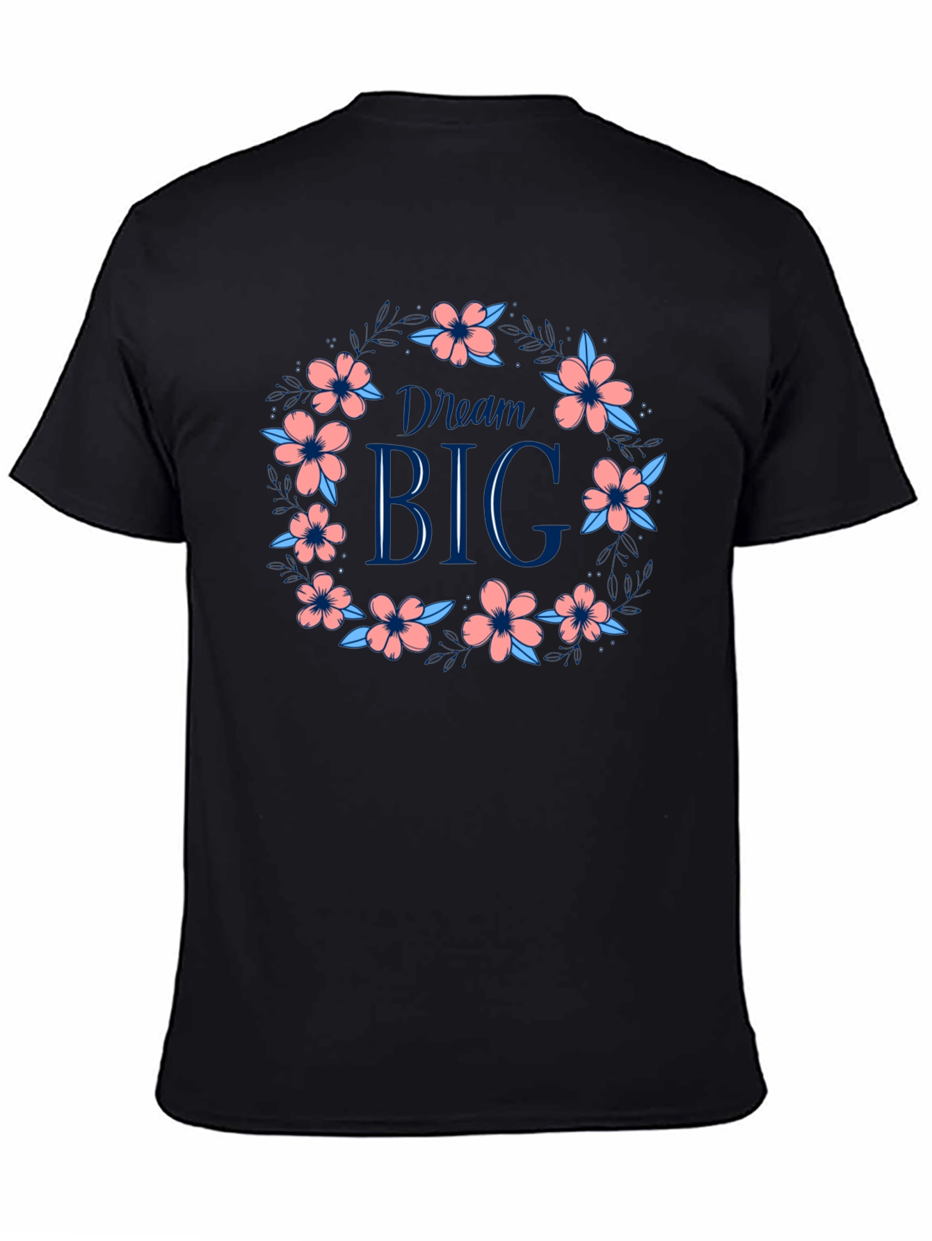 Black Dream Big Floral Wreath Graphic Tee - Black view 4
