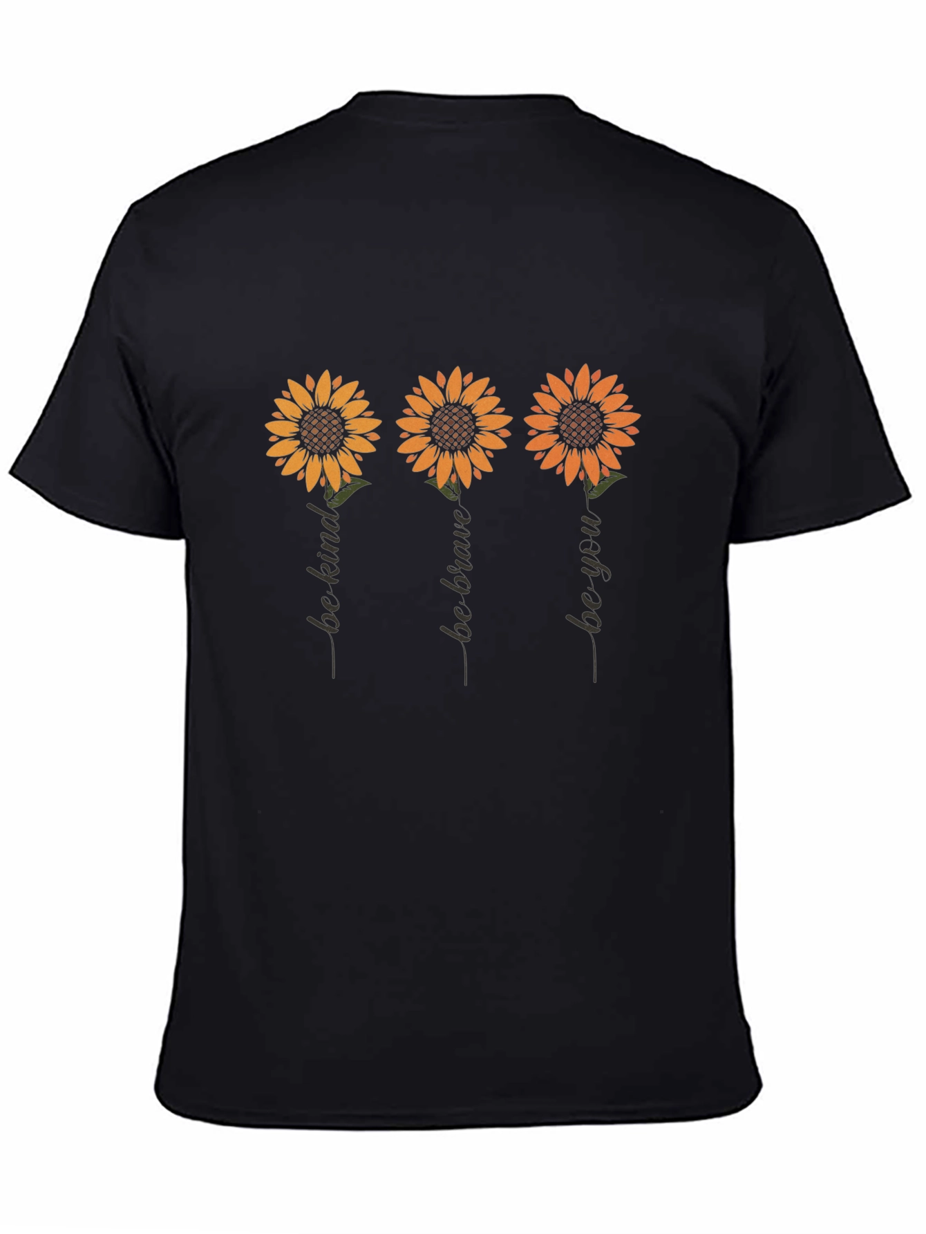 Black Sunflower Inspirational Black T-Shirt view 4
