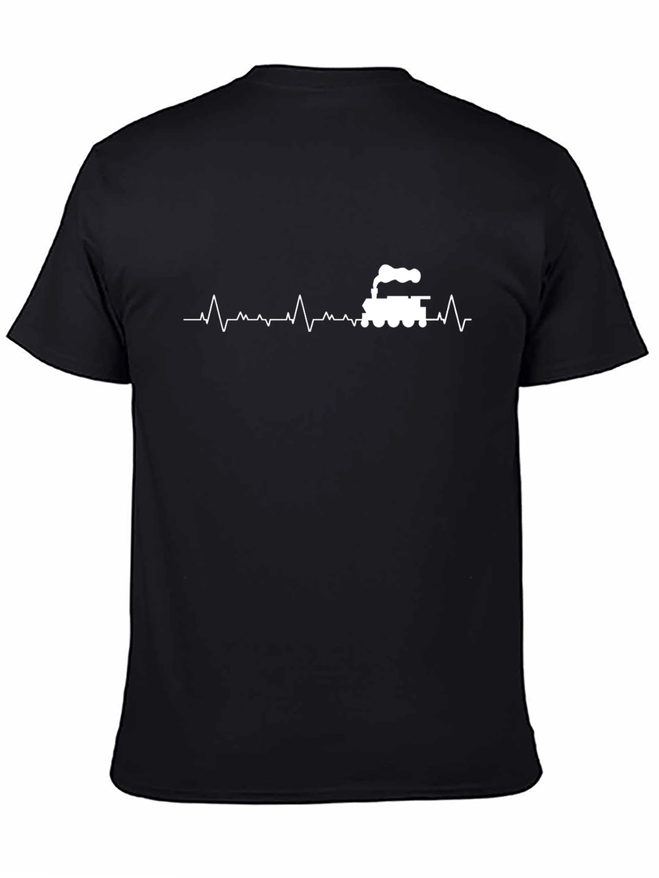 Black Train Heartbeat Graphic Tee - Black Cotton T-Shirt view 4