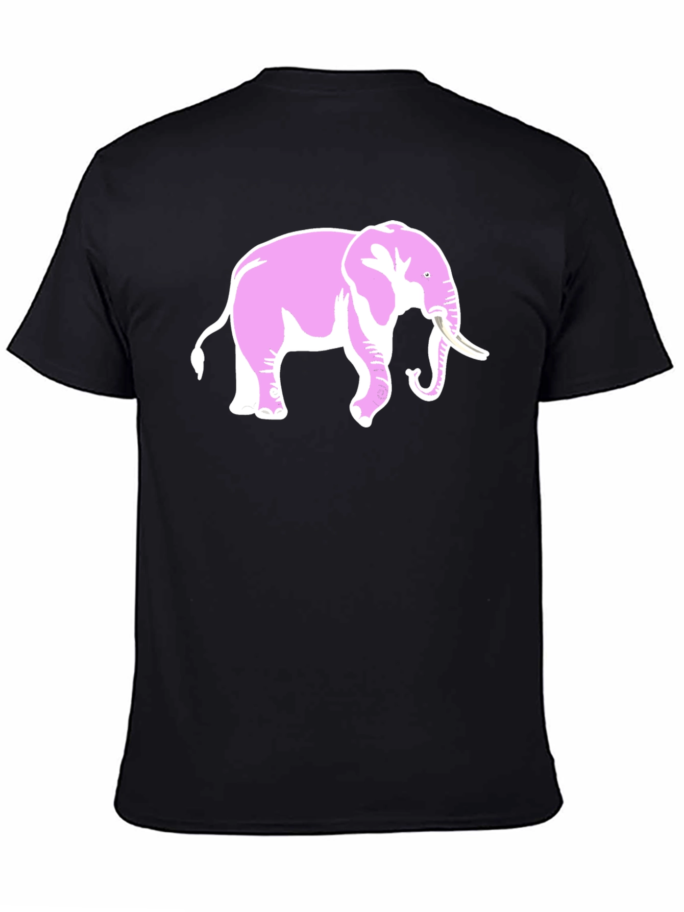 Black Pink Elephant Graphic Black T-Shirt view 4