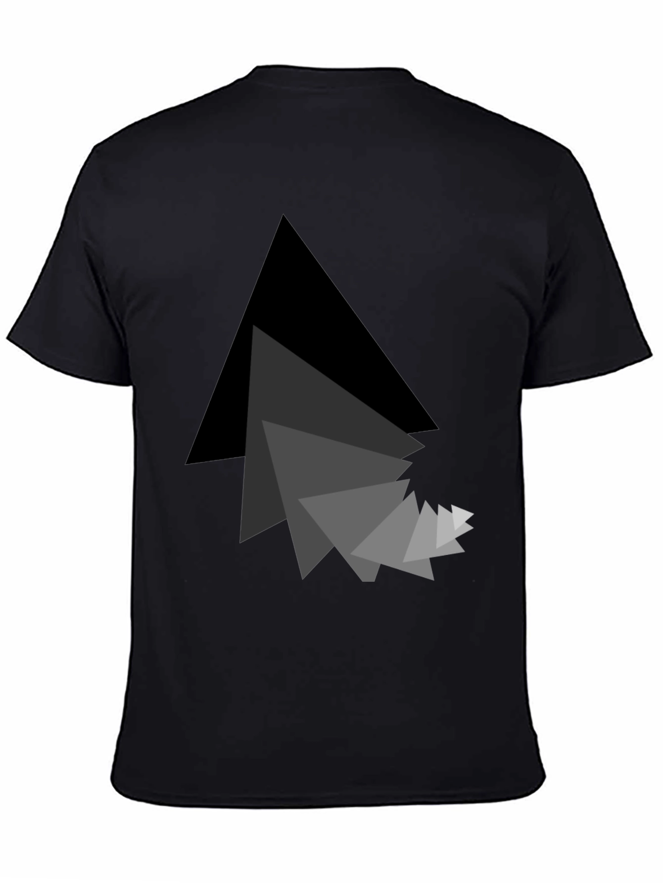 Black Abstract Triangle Graphic Black T-Shirt view 4