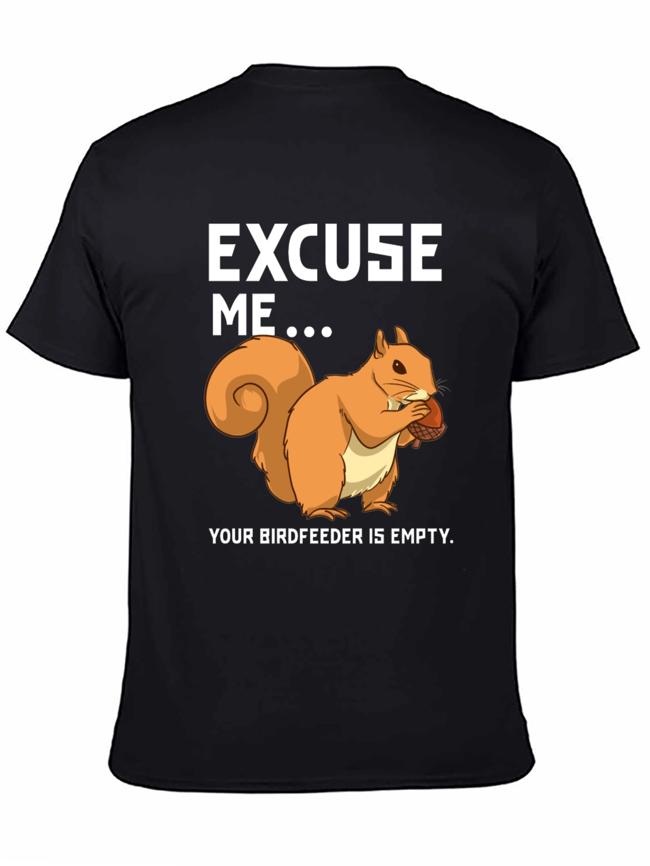 Black Funny Squirrel Birdfeeder T-Shirt view 4