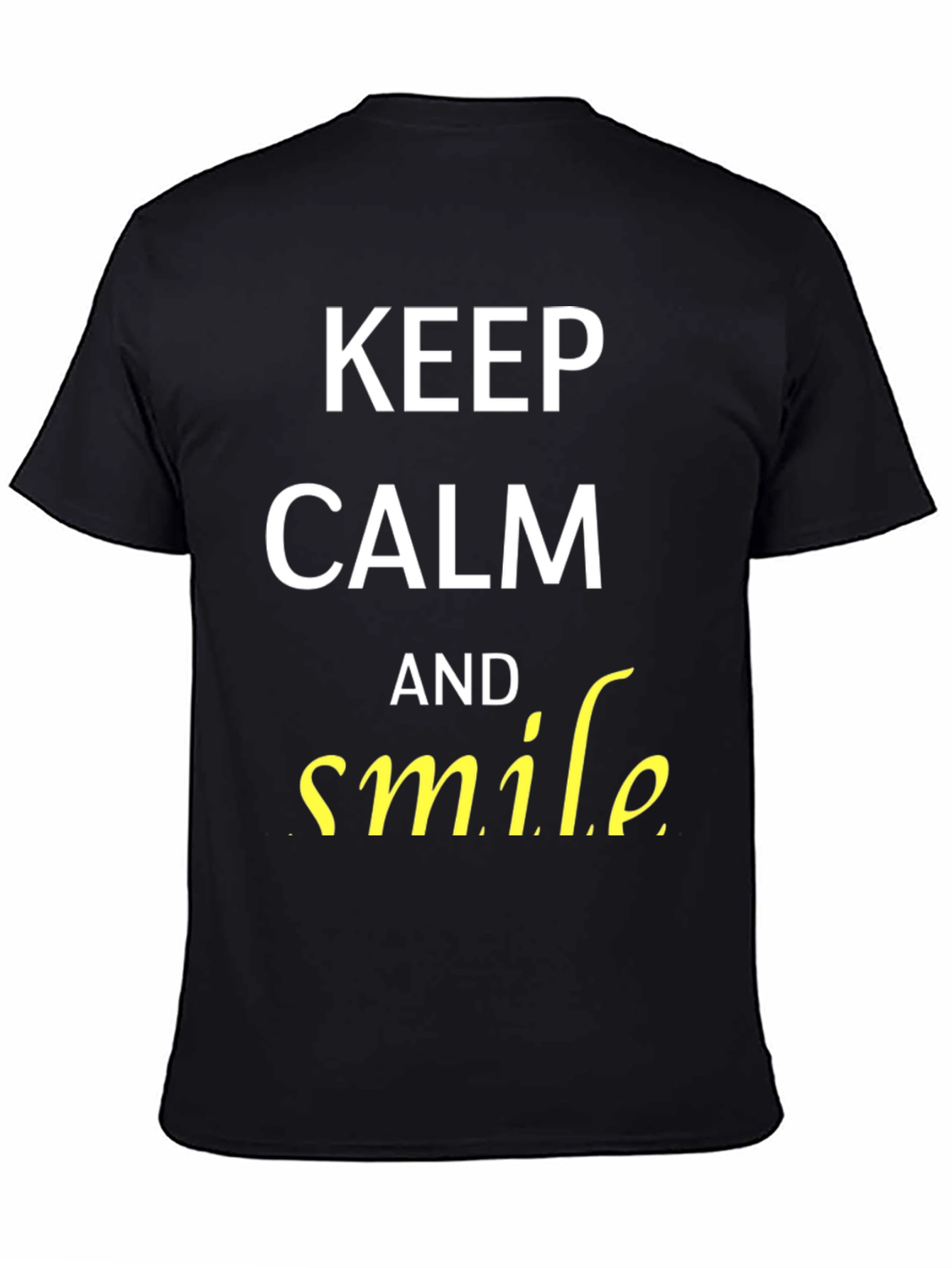 Black Keep Calm and Smile Men's Graphic Tee view 4