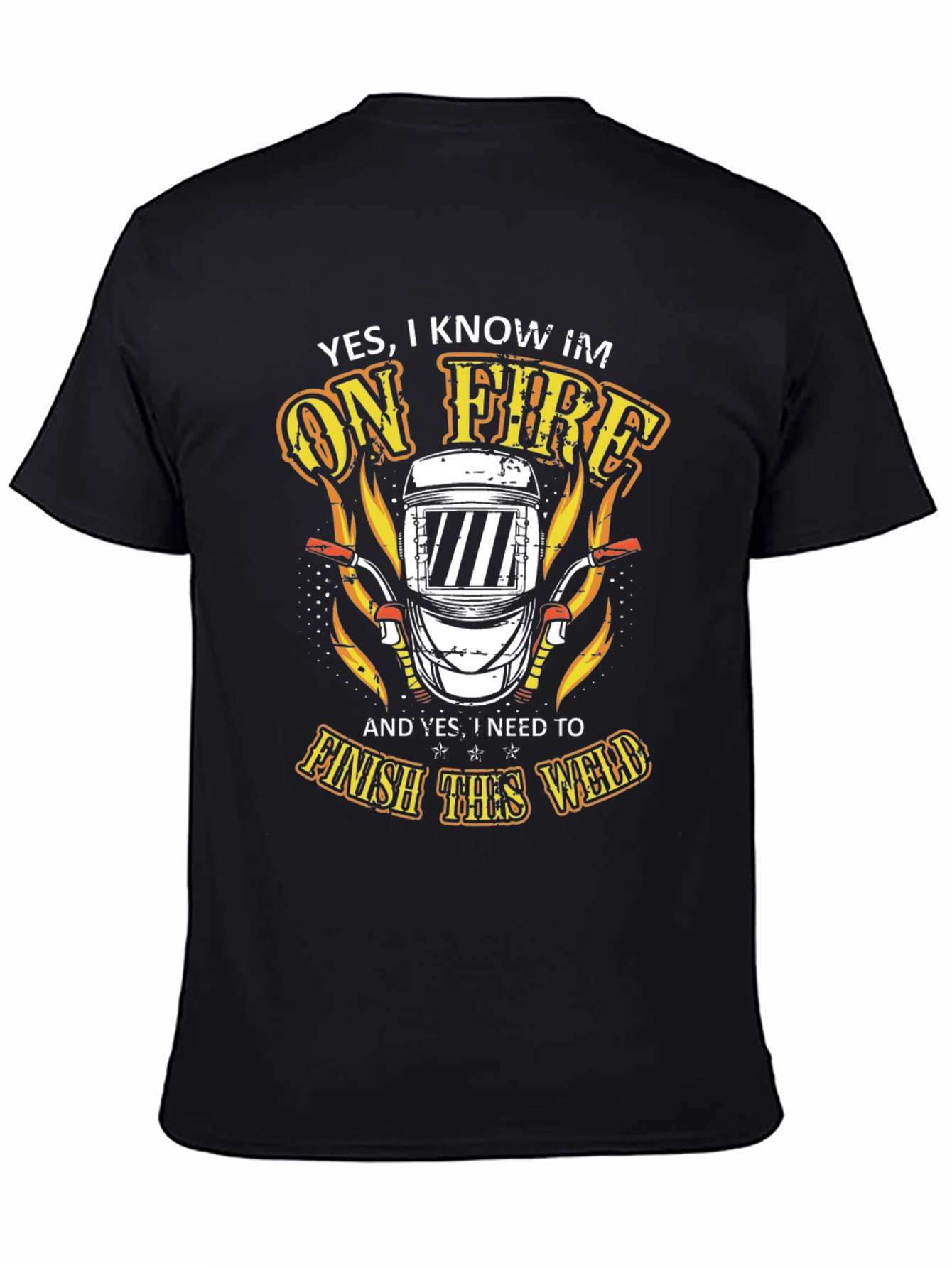 Black Welder On Fire T-Shirt - Finish the Weld view 4