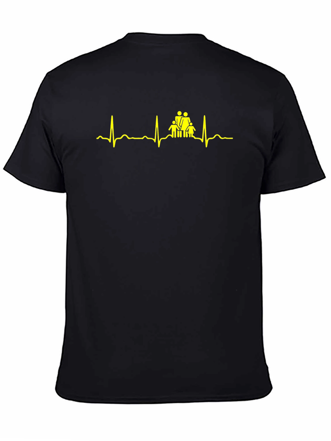 Black Heartbeat Family Graphic T-Shirt view 4