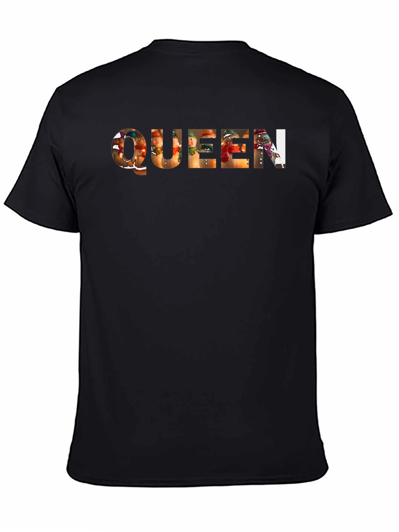 Black Queen Snowman T-Shirt - Festive Holiday Apparel view 4