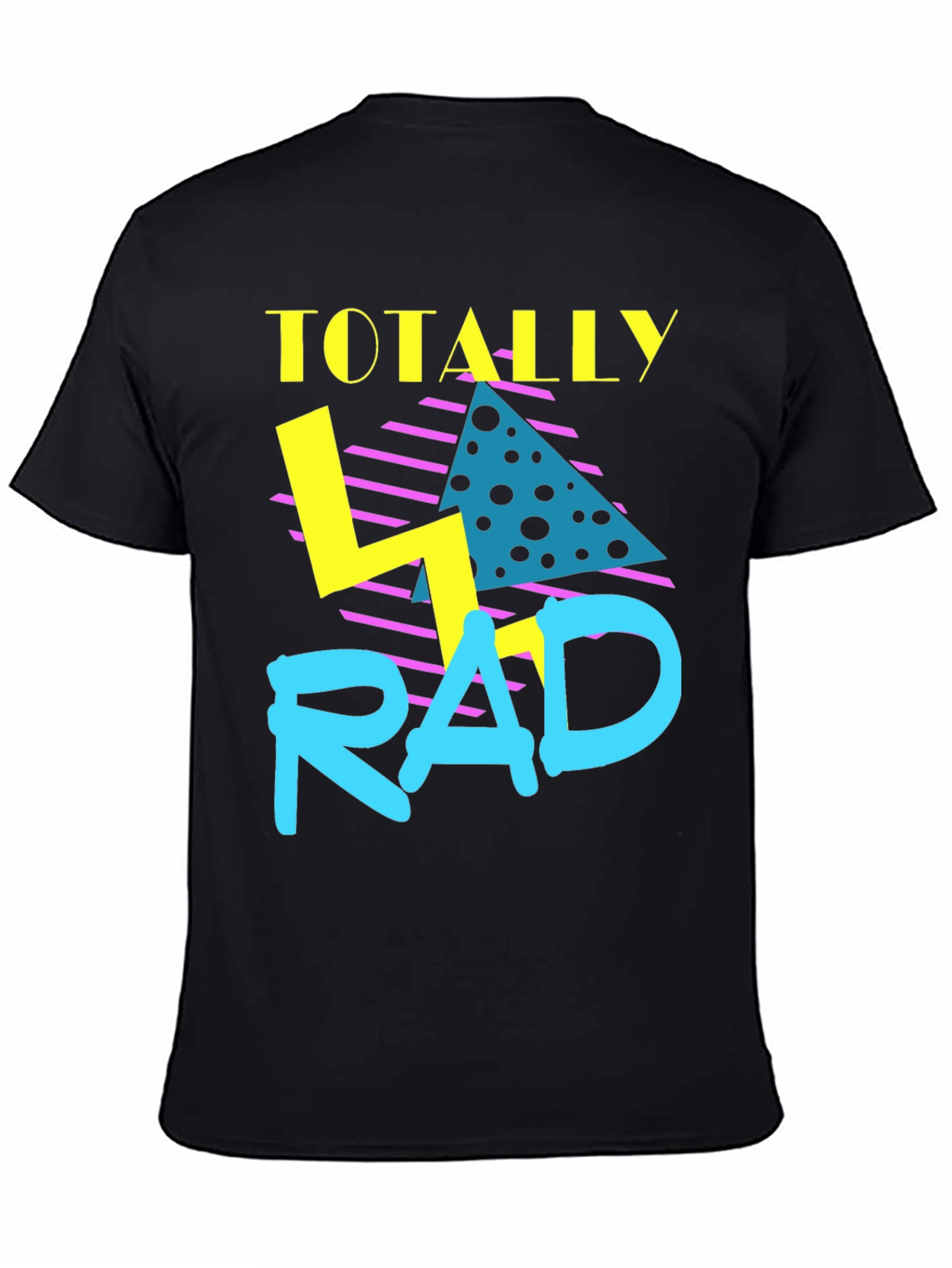 Black Totally Rad Retro Graphic Tee - 80s Throwback T-Shirt view 4