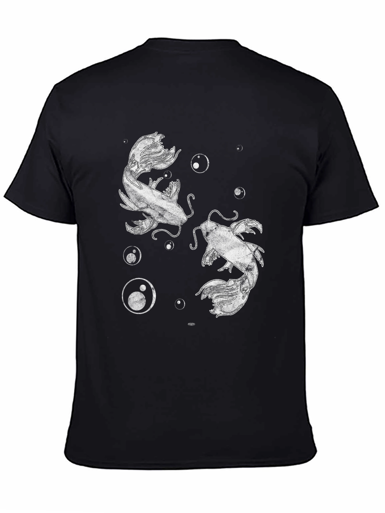 Black Koi Fish Graphic Print Black T-Shirt view 4