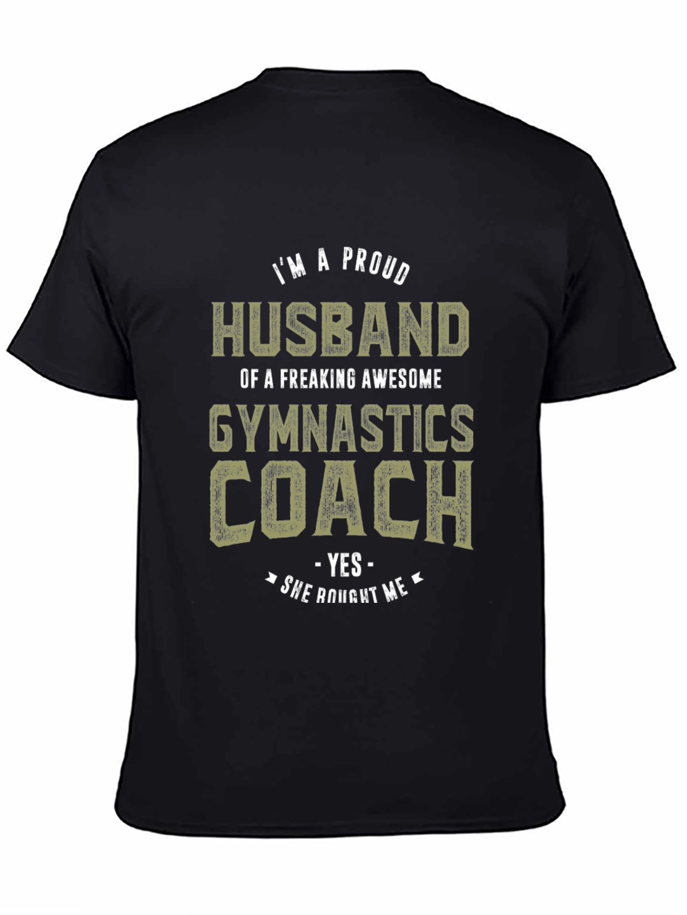 Black Proud Husband Gymnastics Coach Graphic Tee view 4