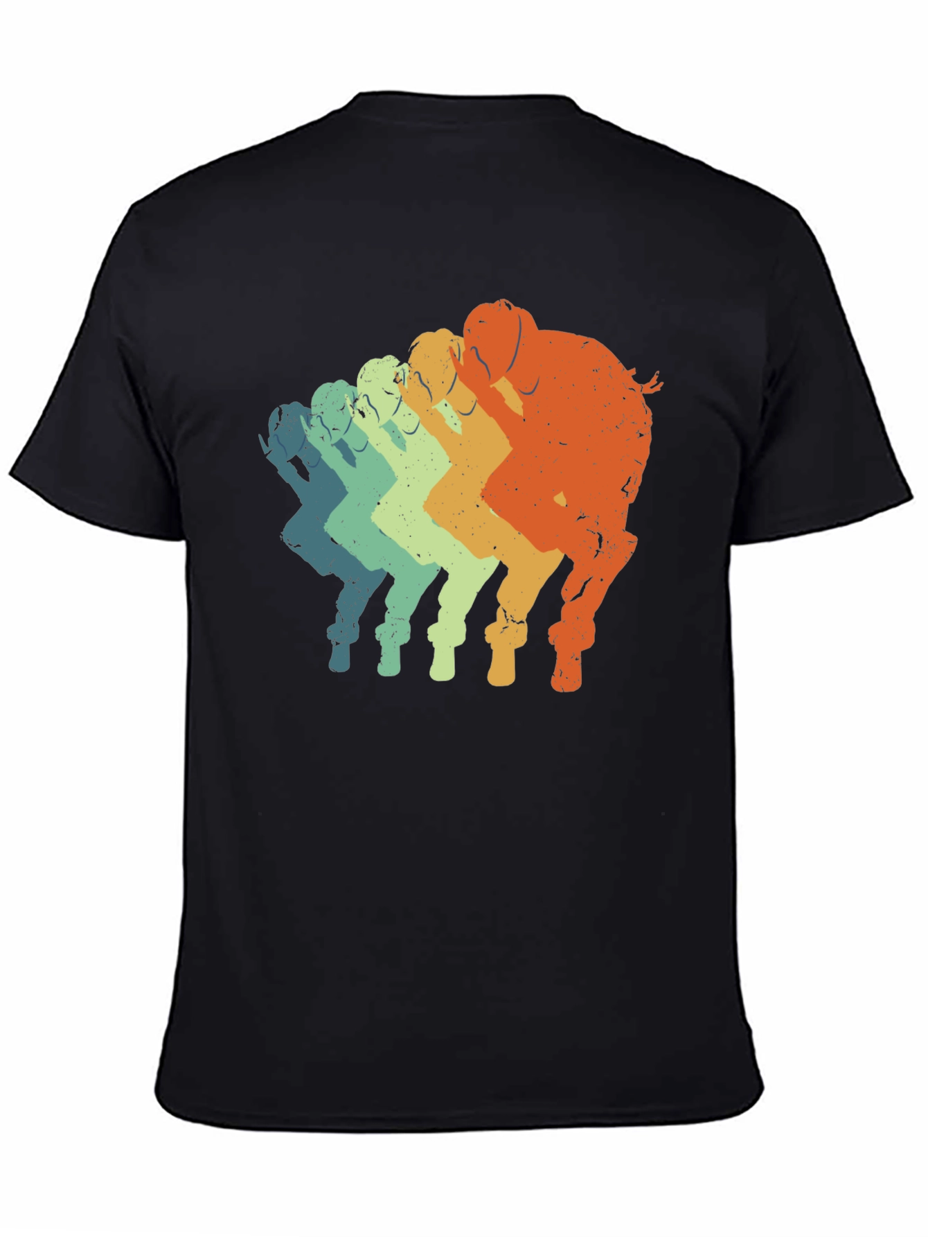 Black Retro Elephant T-Shirt - Gradient Design view 4