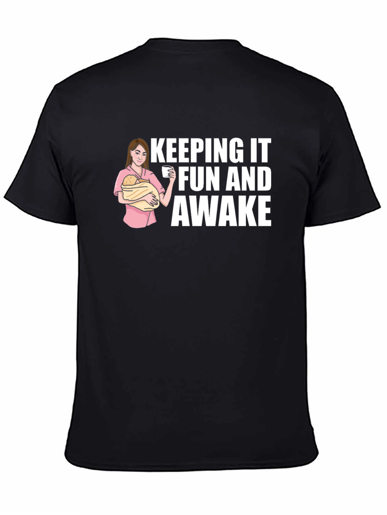 Black Keeping It Fun and Awake Graphic Tee view 4