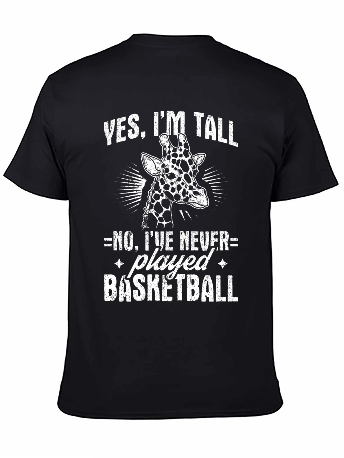Black Funny Giraffe T-Shirt - Yes I'm Tall Basketball Tee view 4