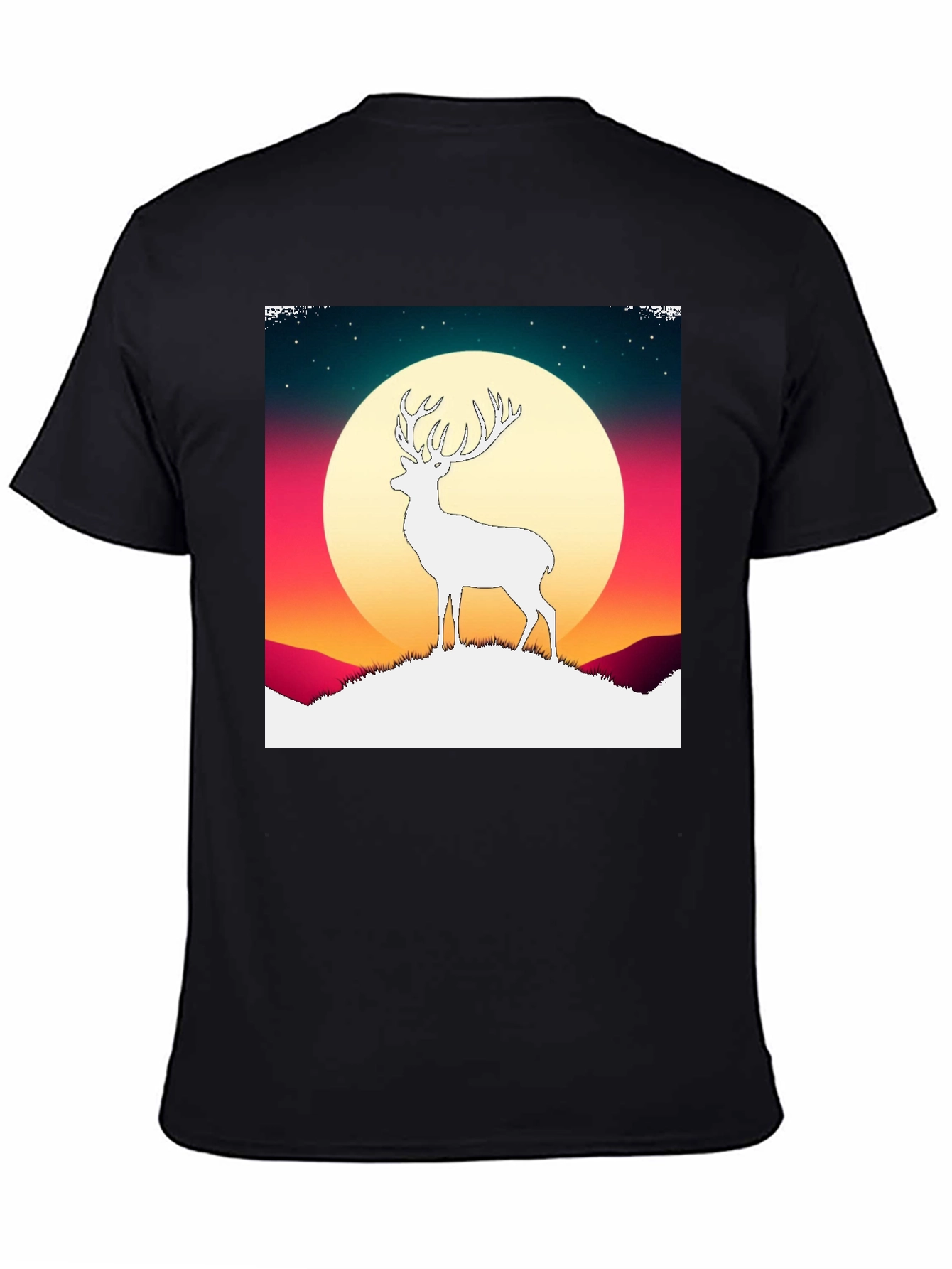 Black Deer Silhouette Graphic Tee - Men's Black T-Shirt view 4