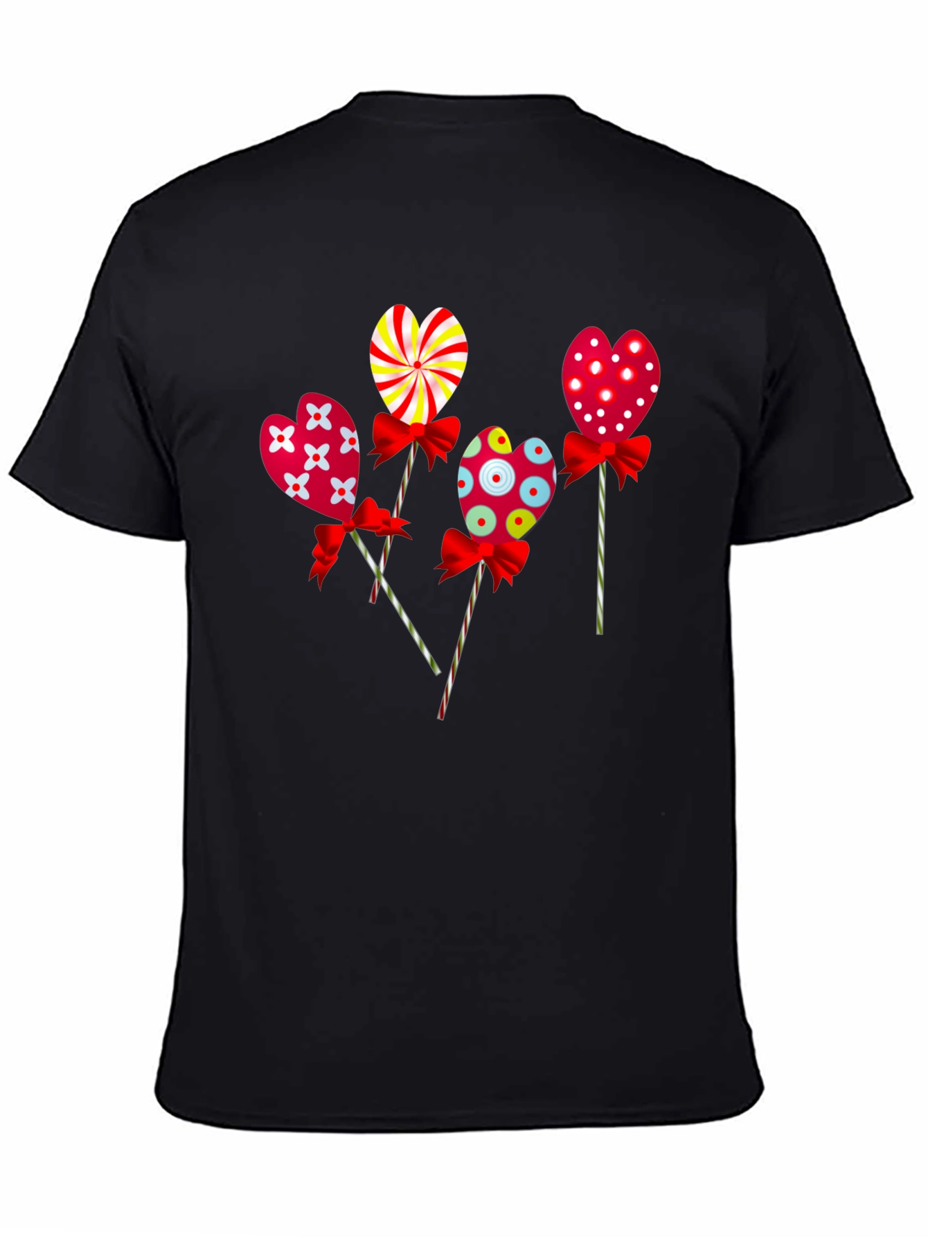 Black Heart Lollipop Graphic Tee - Cute Candy Design view 4