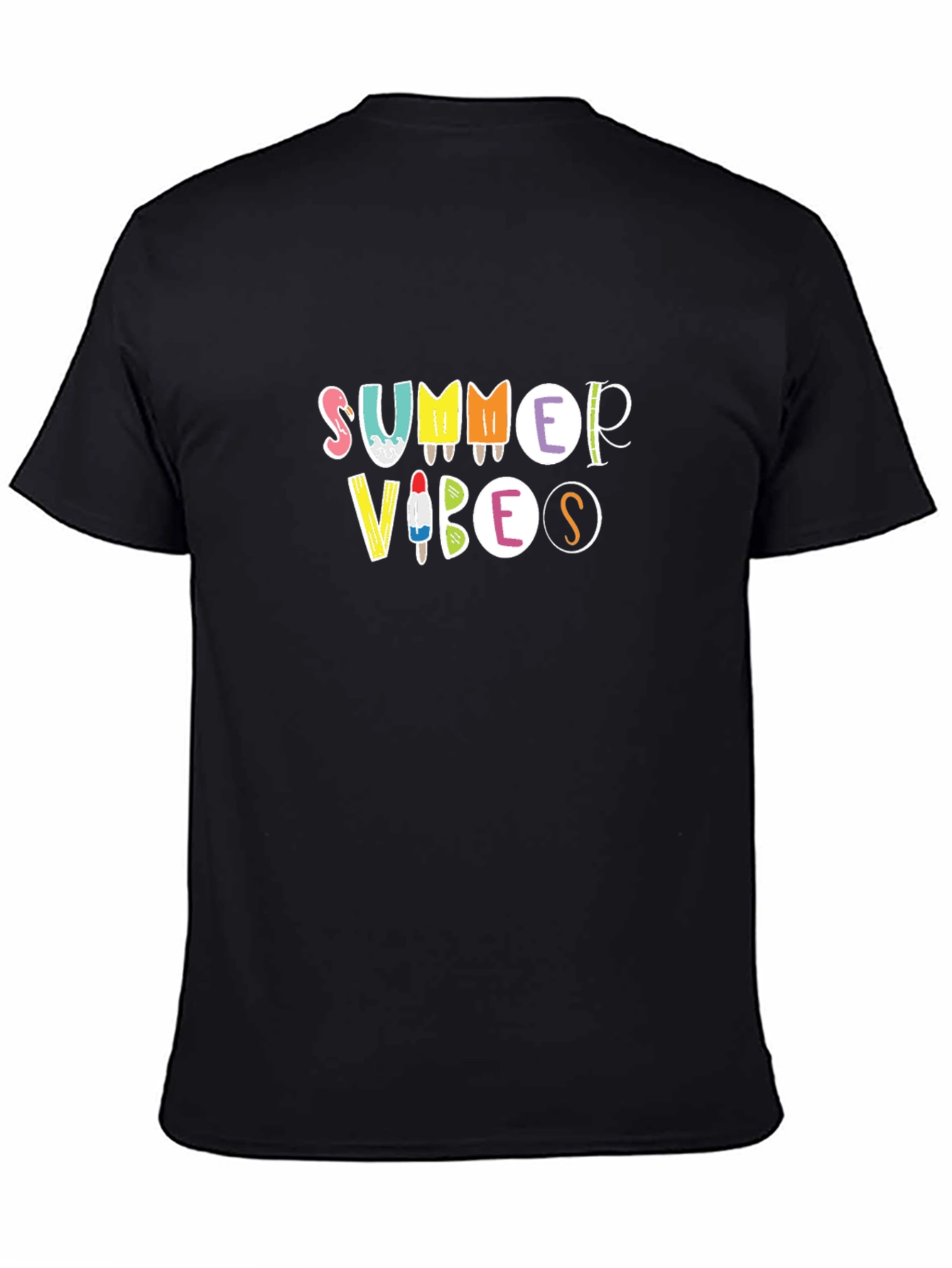 Black Summer Vibes Graphic Black T-Shirt view 4