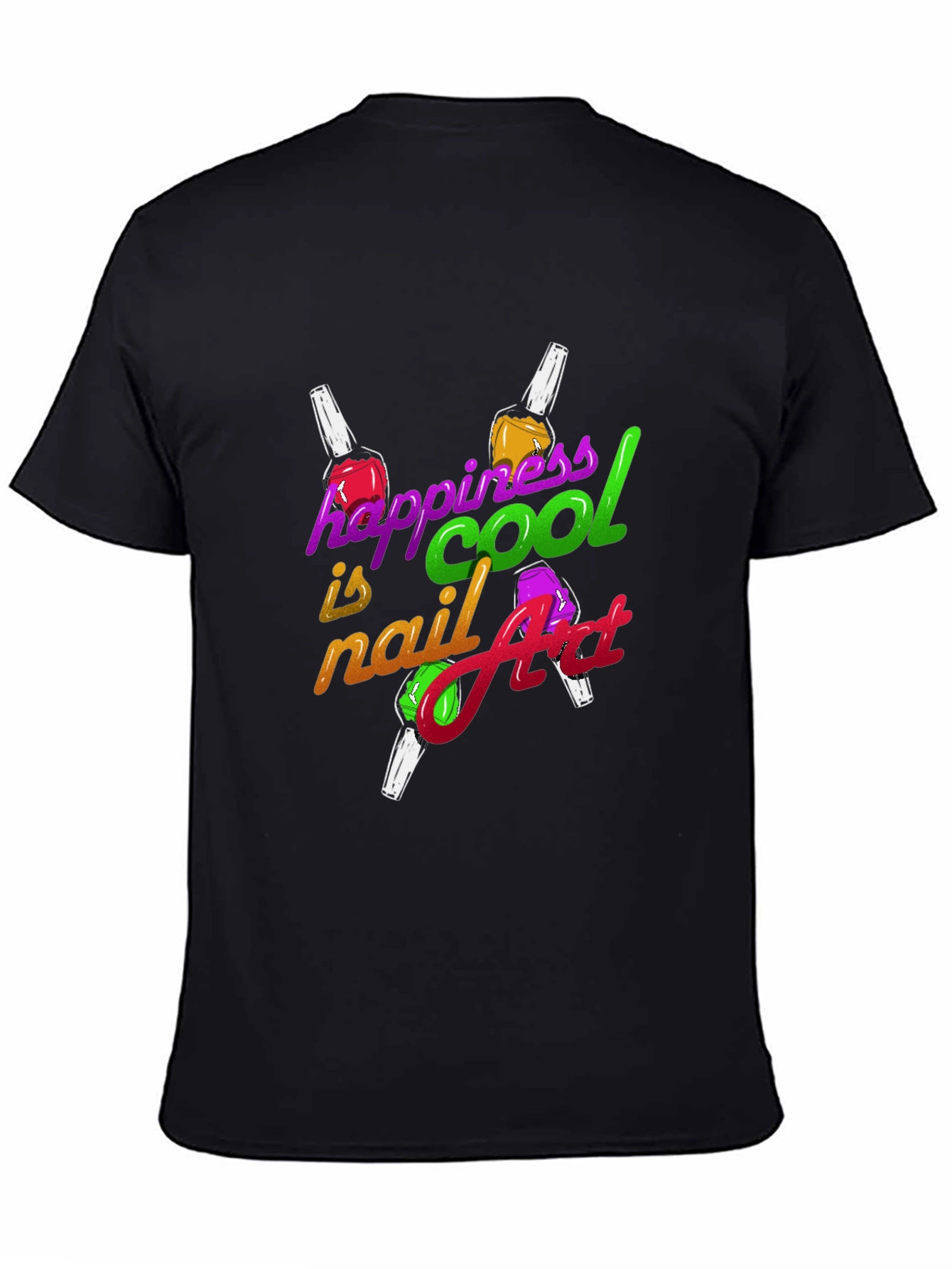 Black Happiness is Cool Nail Art T-Shirt - Trendy Graphic Tee view 4