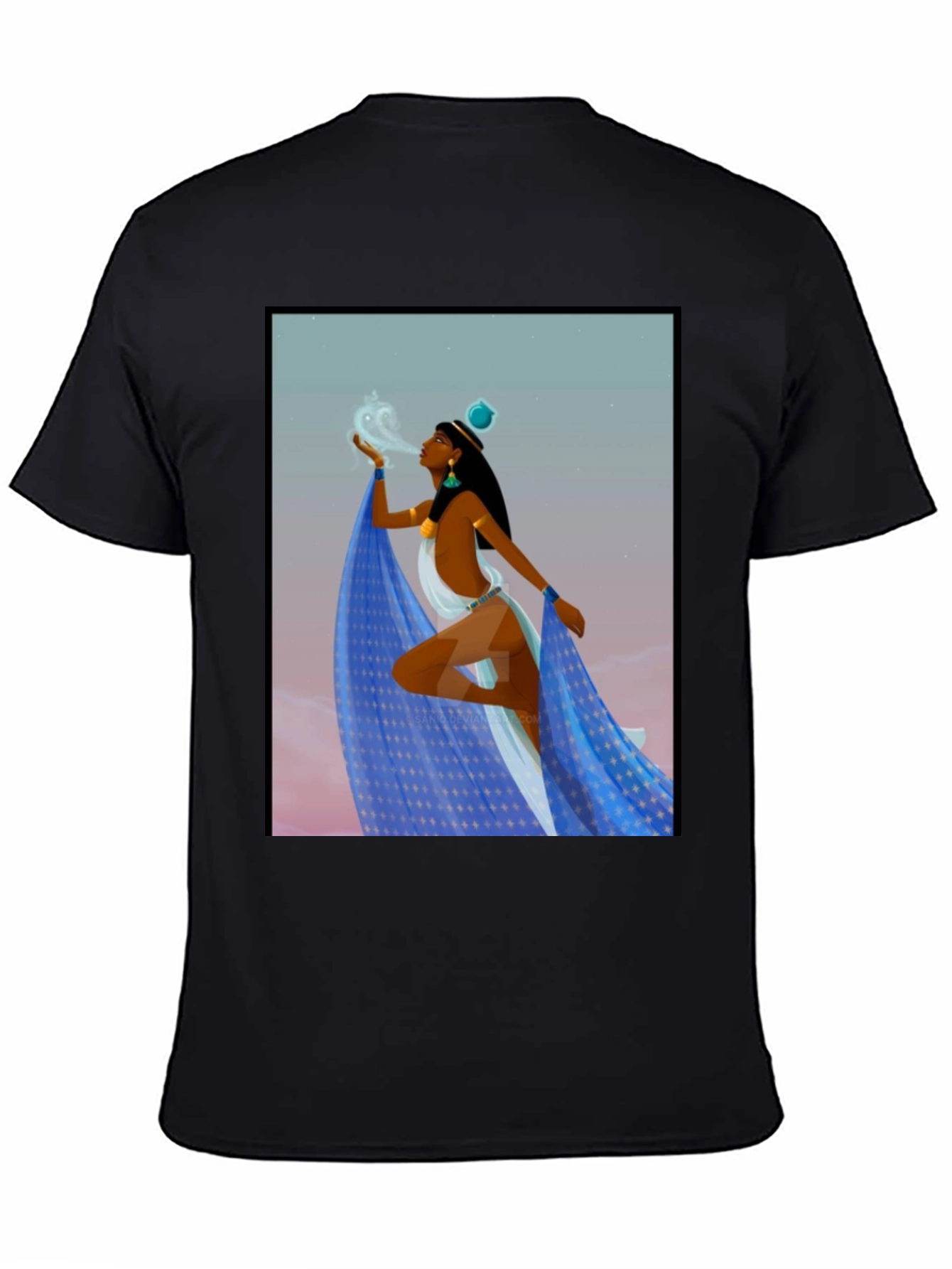 Black Egyptian Woman Design Black T-Shirt view 4