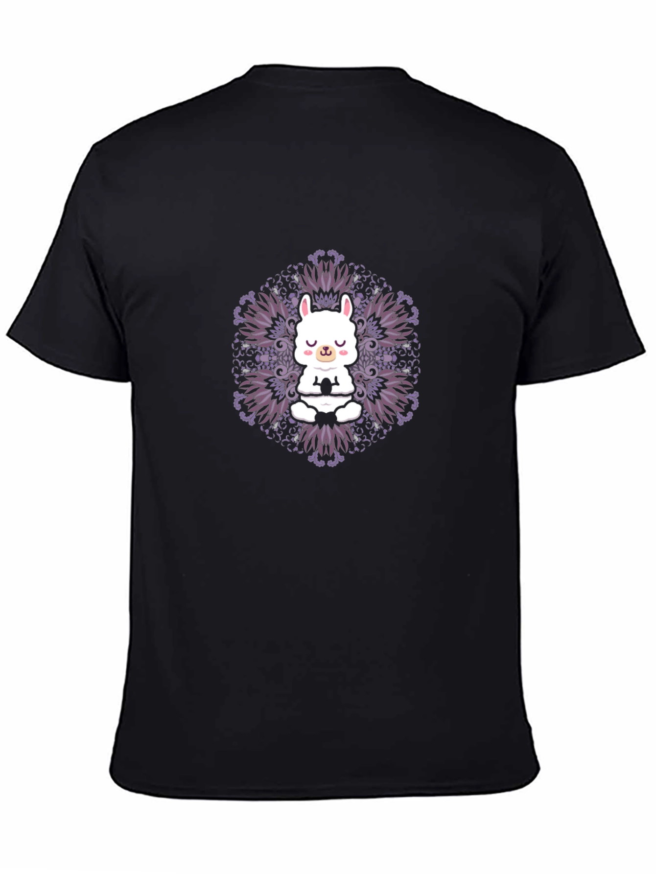 Black Llama Mandala Graphic Tee - Meditating Animal Shirt view 4