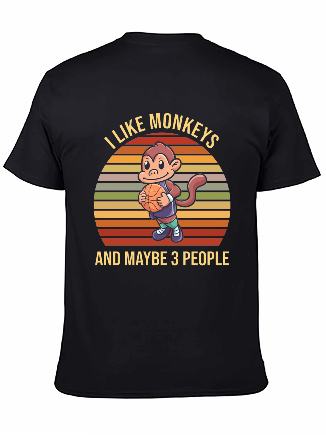 Black I Like Monkeys T-Shirt view 4