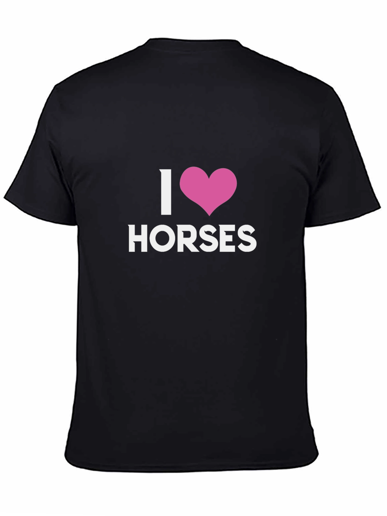 Black I Love Horses Graphic Tee - Black Cotton T-Shirt view 4