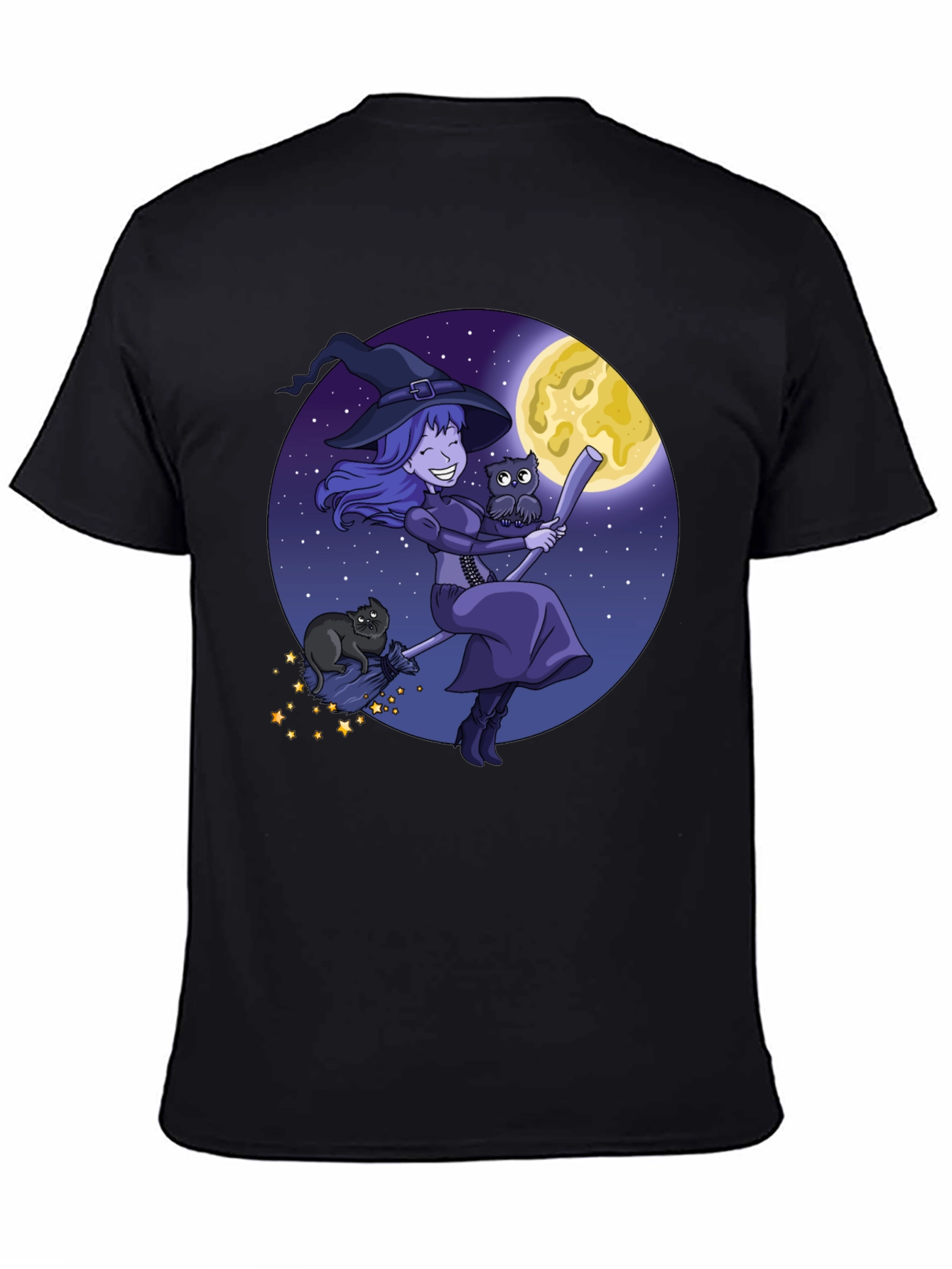 Black Witch on Broom T-Shirt - Halloween Ready! view 4