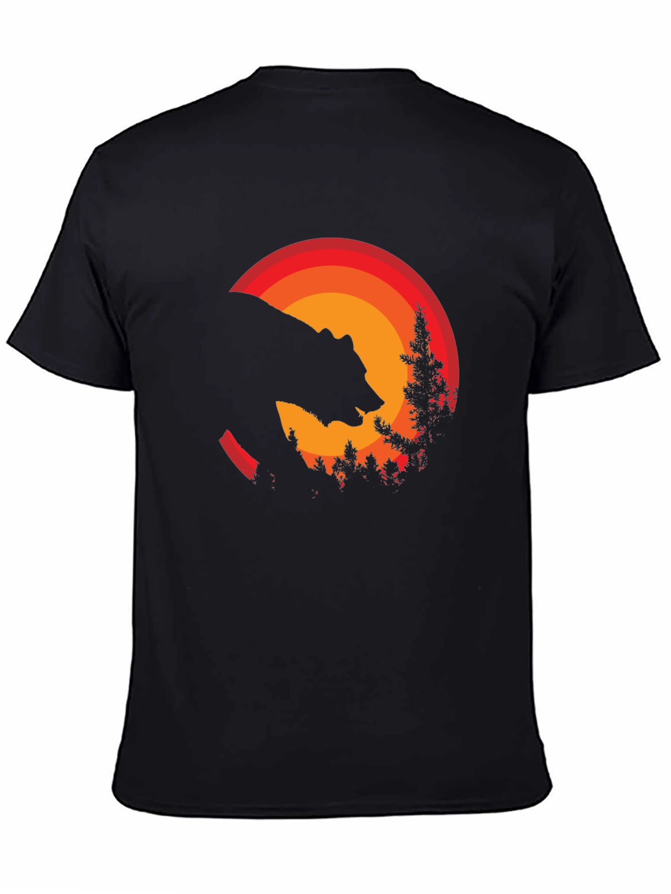Black Bear Sunset Graphic Tee - Nature Inspired Black T-Shirt view 4