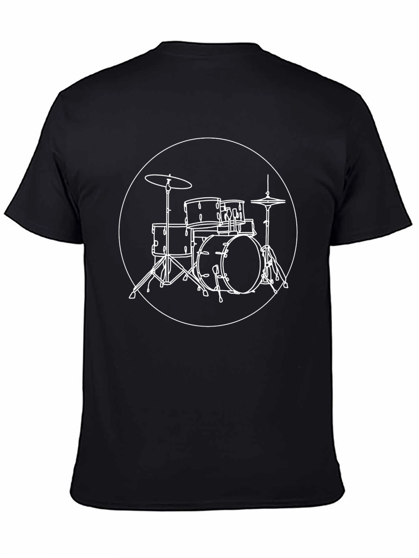 Black Drum Set Graphic Tee - Black Cotton Band Shirt view 4