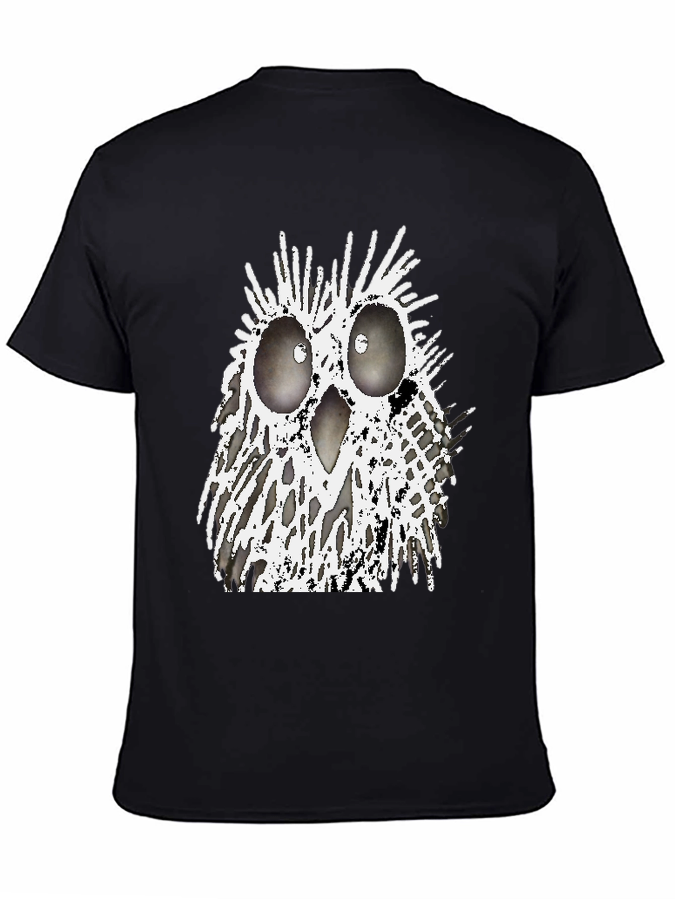 Black Abstract Owl Graphic T-Shirt - Black Crew Neck Tee view 4