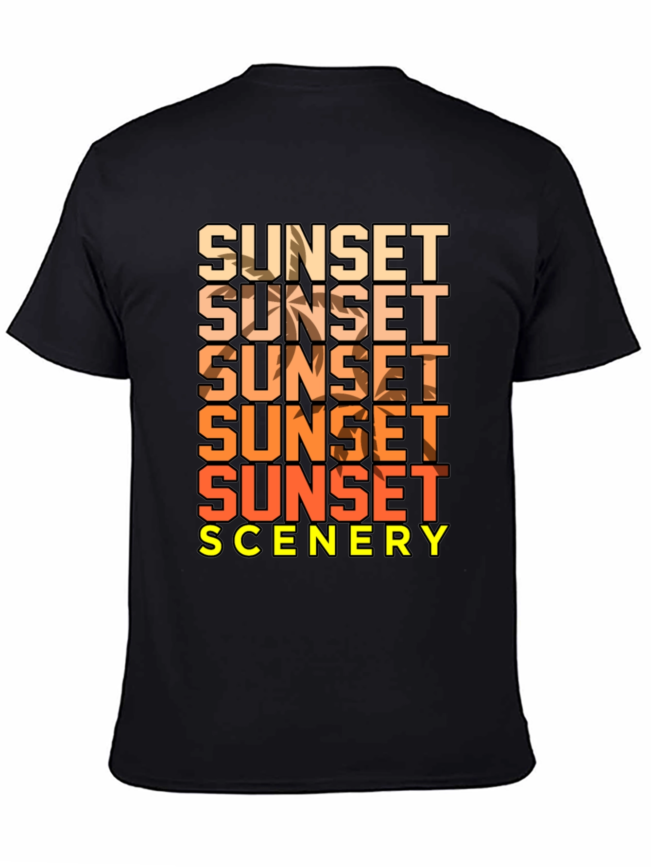 Black Sunset Scenery Graphic T-Shirt - Black view 4