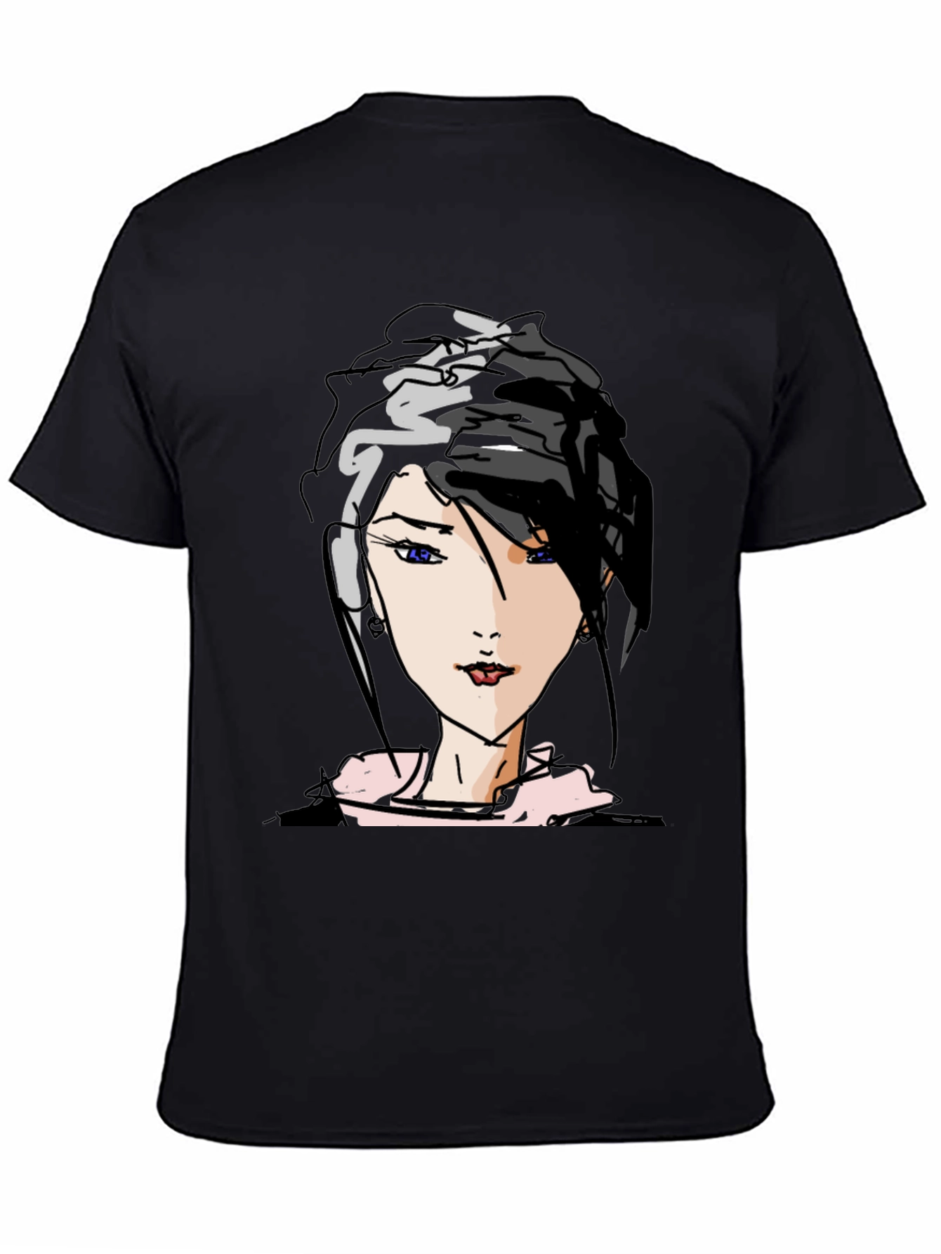 Black Anime Girl Graphic Tee - Trendy Black T-Shirt view 4
