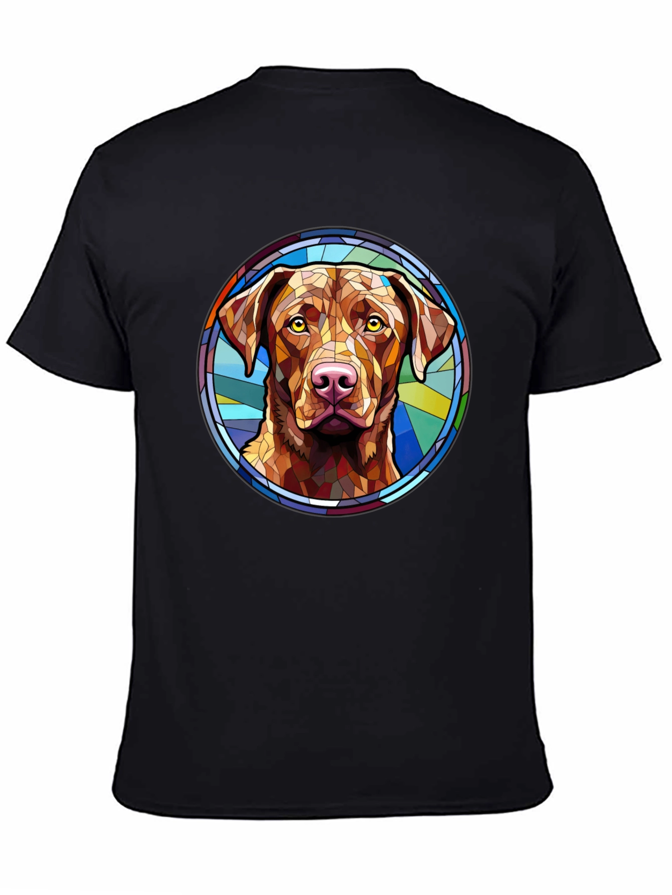 Black Dog Breed Stained Glass Style Tee view 4