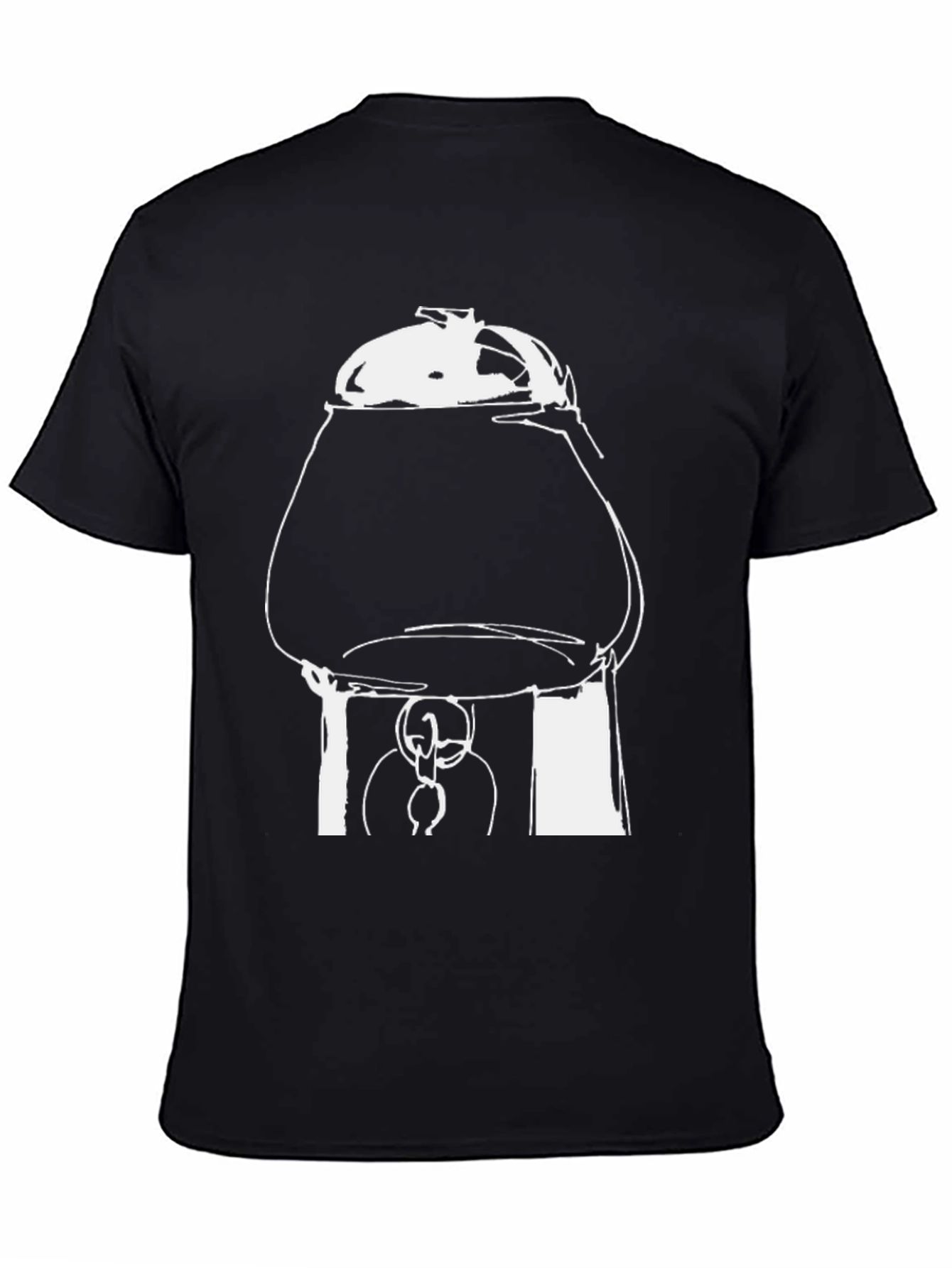 Black Unique Graphic Tee: Coffee Pot Illustration view 4