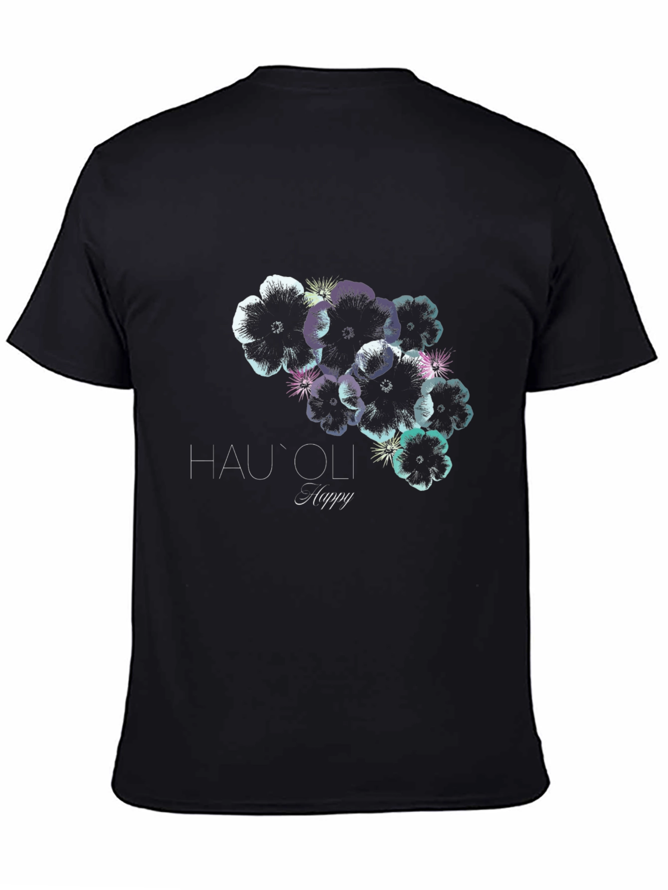 Black Hau'oli Happy Floral Print Black T-Shirt view 4