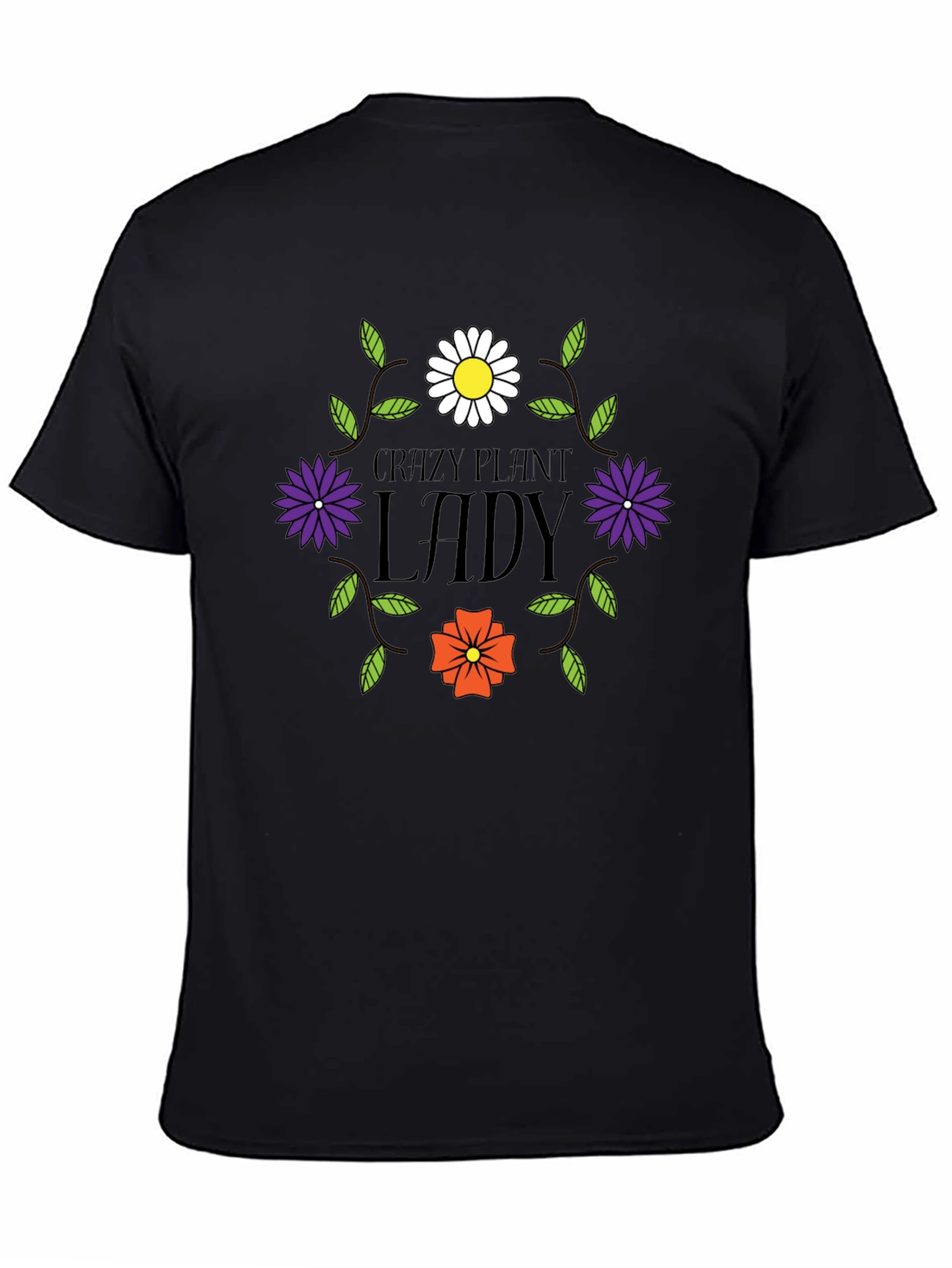 Black Crazy Plant Lady Graphic Tee - Unisex Black T-Shirt view 4