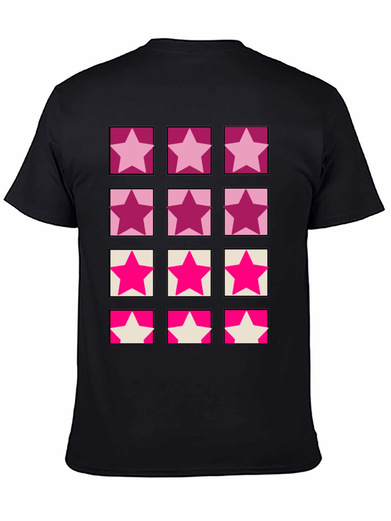 Black Star Pattern Crew Neck T-Shirt view 4