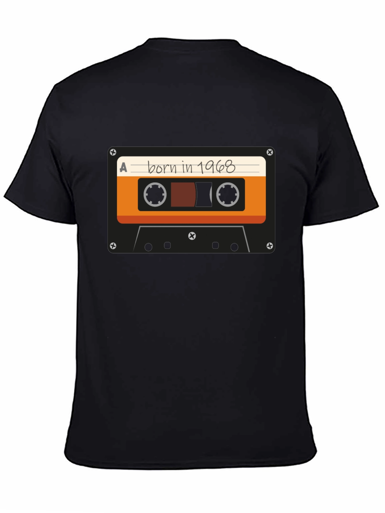Black Born in 1968 Cassette Tape T-Shirt - Retro Birthday Tee view 4