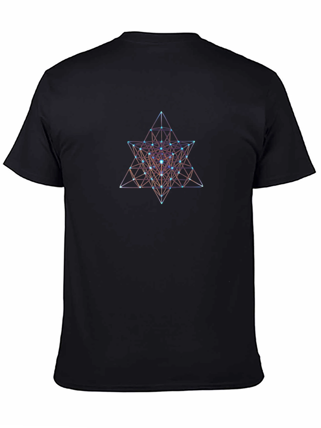 Black Geometric Star Design Black T-Shirt view 4