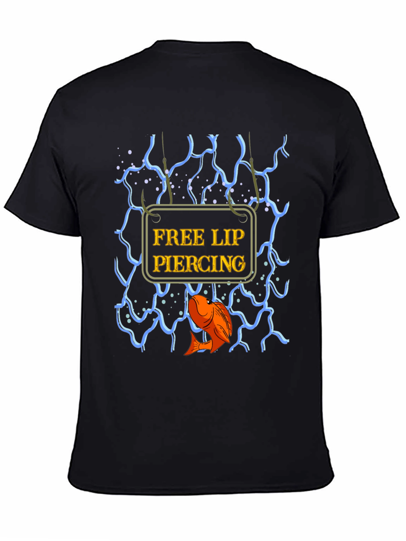 Black Free Lip Piercing Graphic T-Shirt view 4