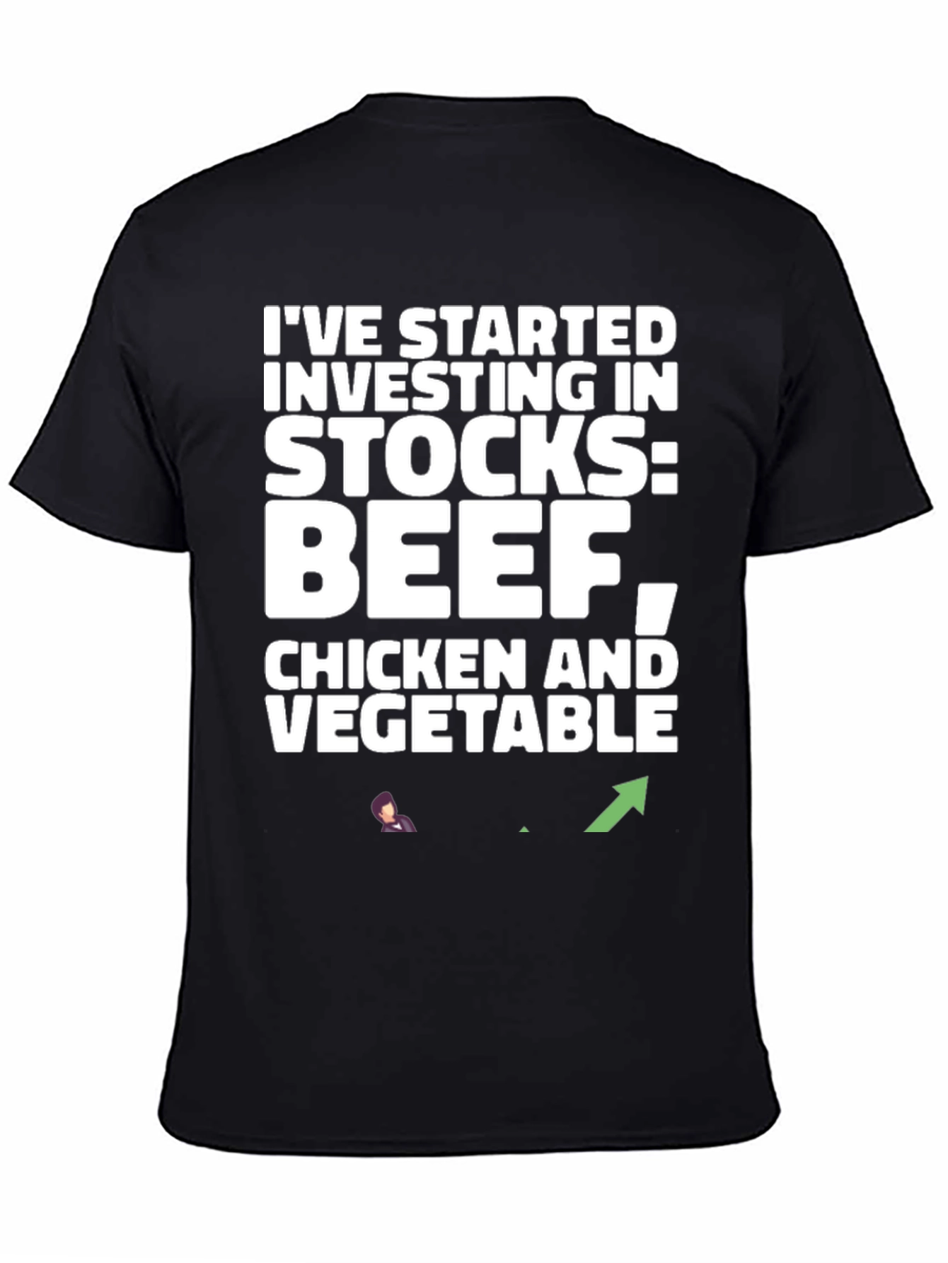 Black Funny Investing Stocks T-Shirt: Beef Chicken Vegetable view 4