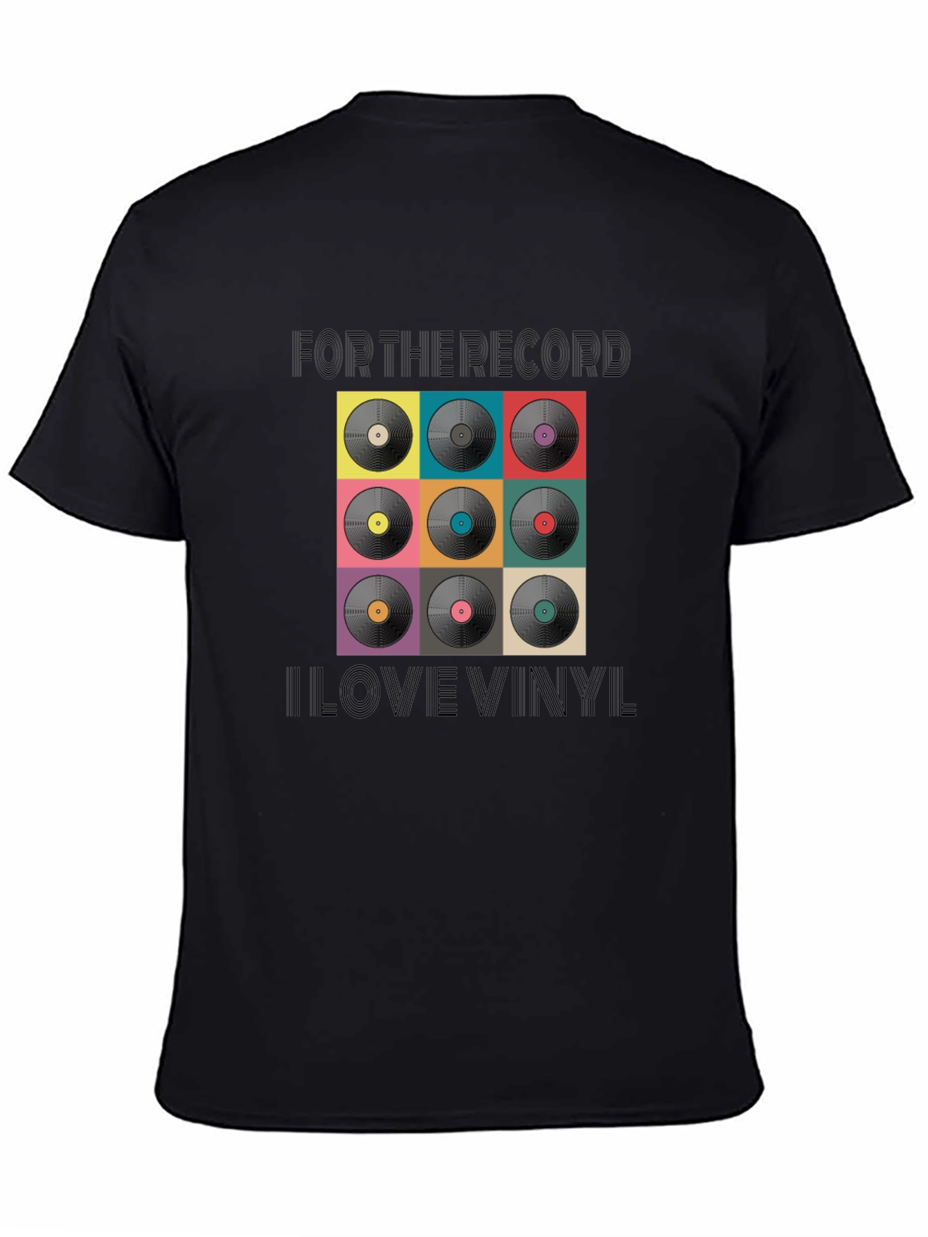 Black For the Record I Love Vinyl Black T-Shirt view 4