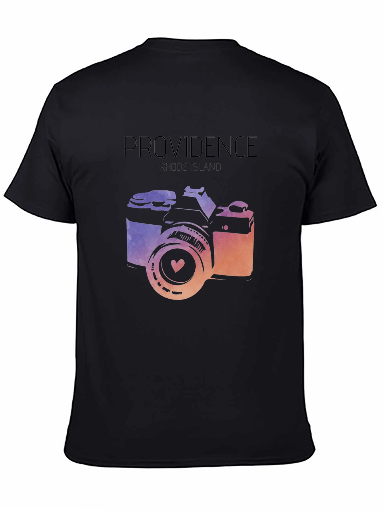 Black Providence Rhode Island Camera Graphic T-Shirt view 4
