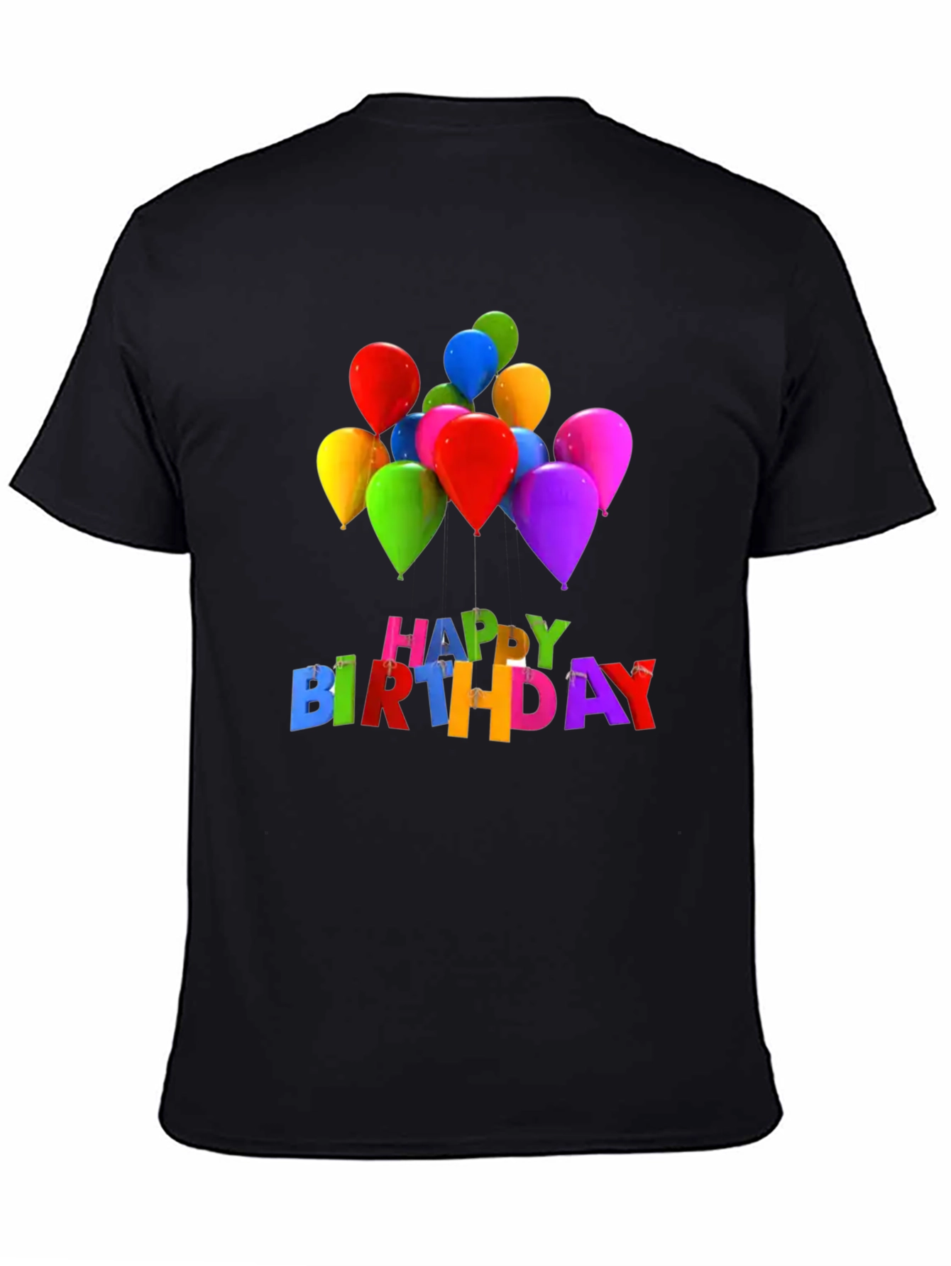 Black Happy Birthday Balloons Graphic Tee - Black view 4