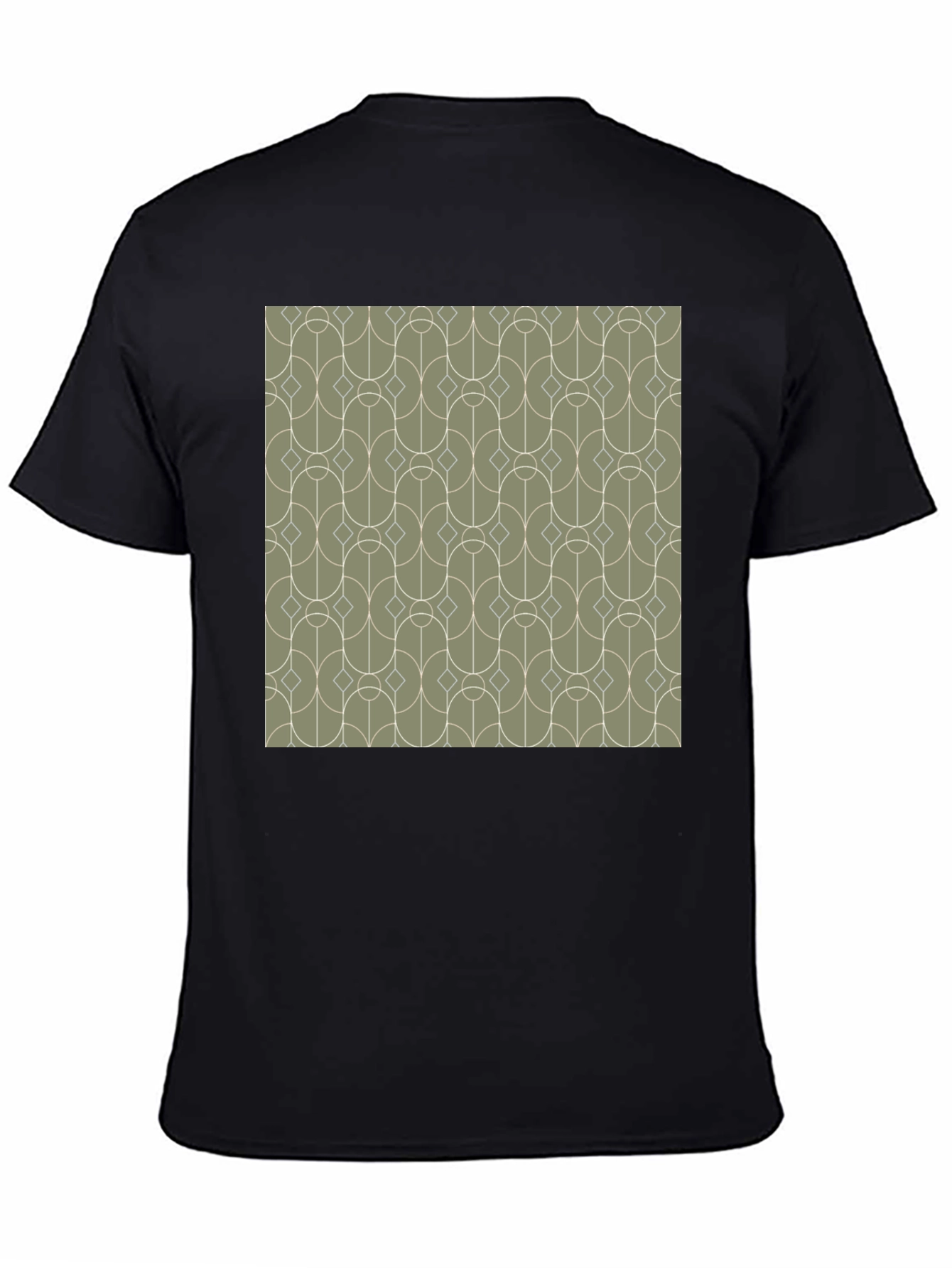 Black Retro Geometric Pattern Tee - Stylish Men's Black T-Shirt view 4