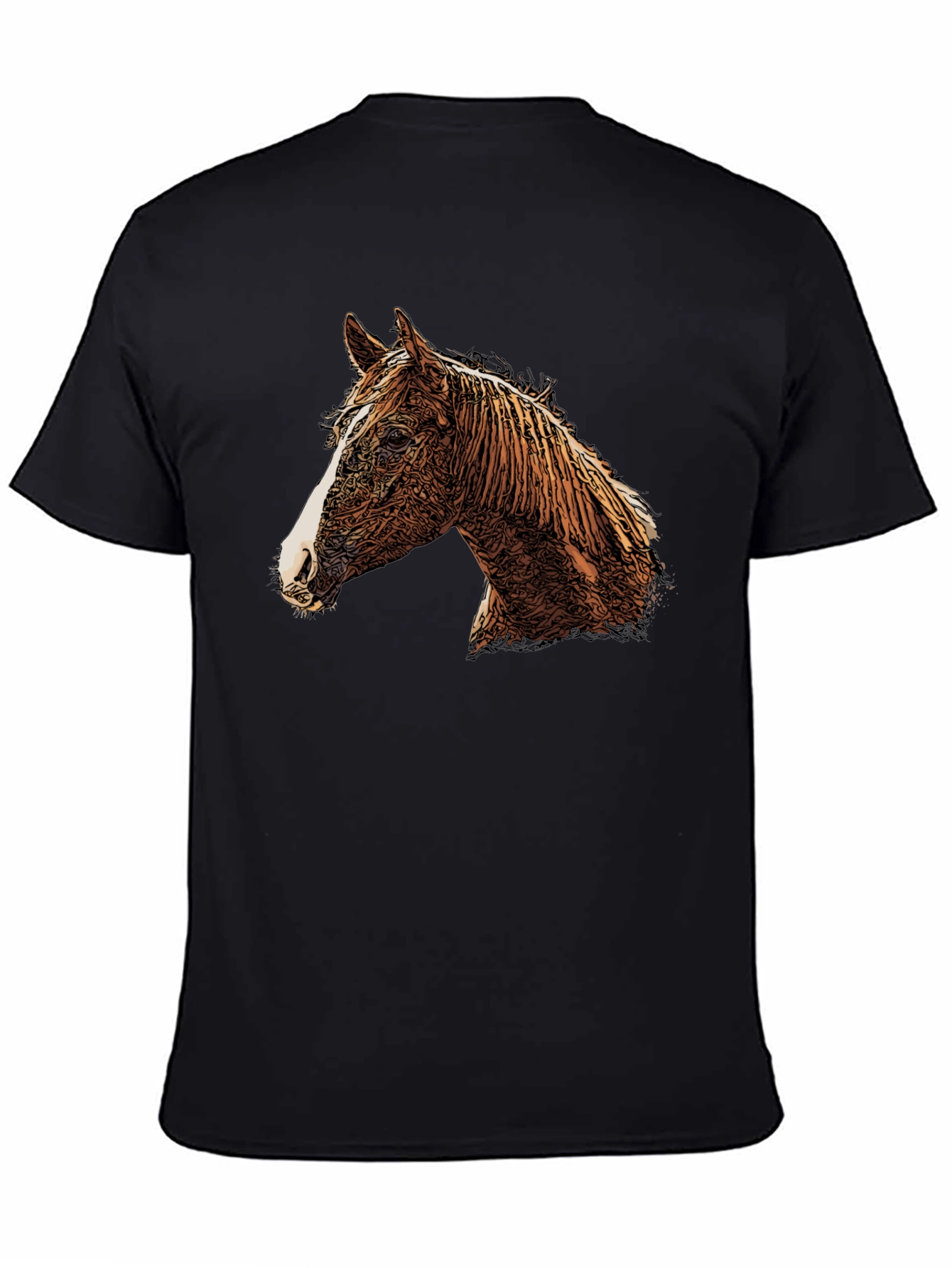 Black Horse Graphic Print Crew Neck T-Shirt view 4