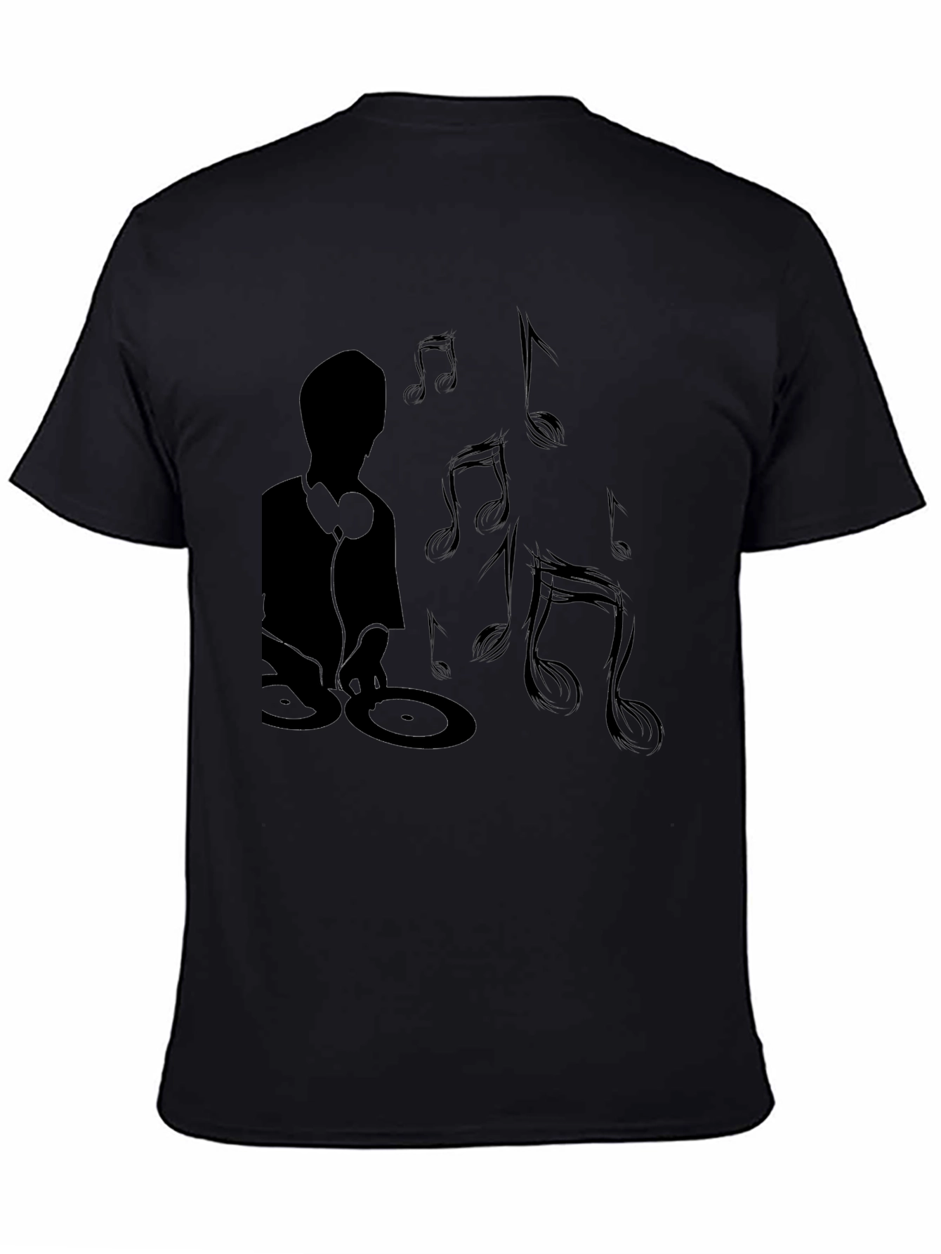 Black DJ Music Graphic Tee - Black Cotton Shirt view 4