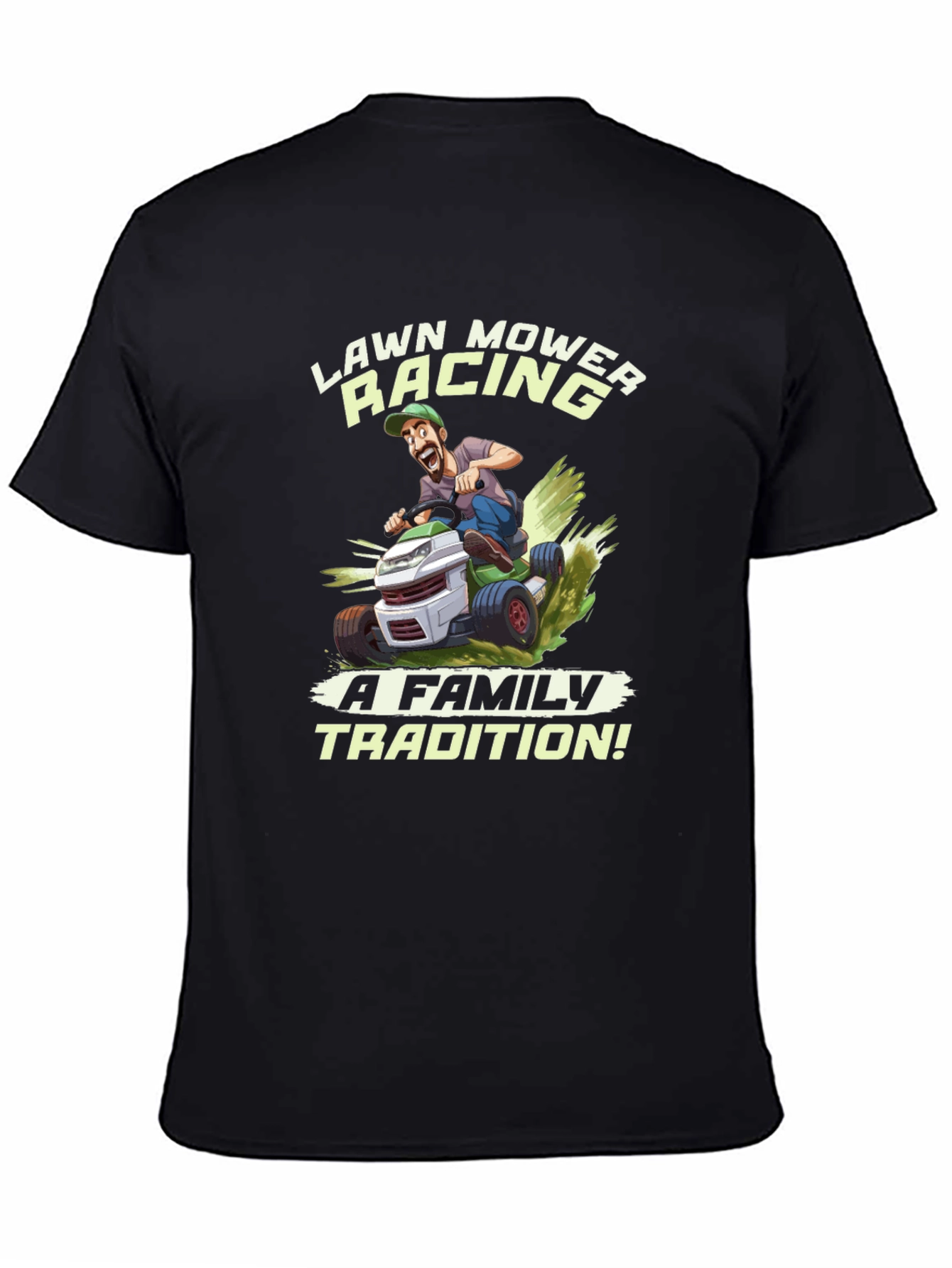 Black Lawn Mower Racing T-Shirt - Family Tradition Tee view 4
