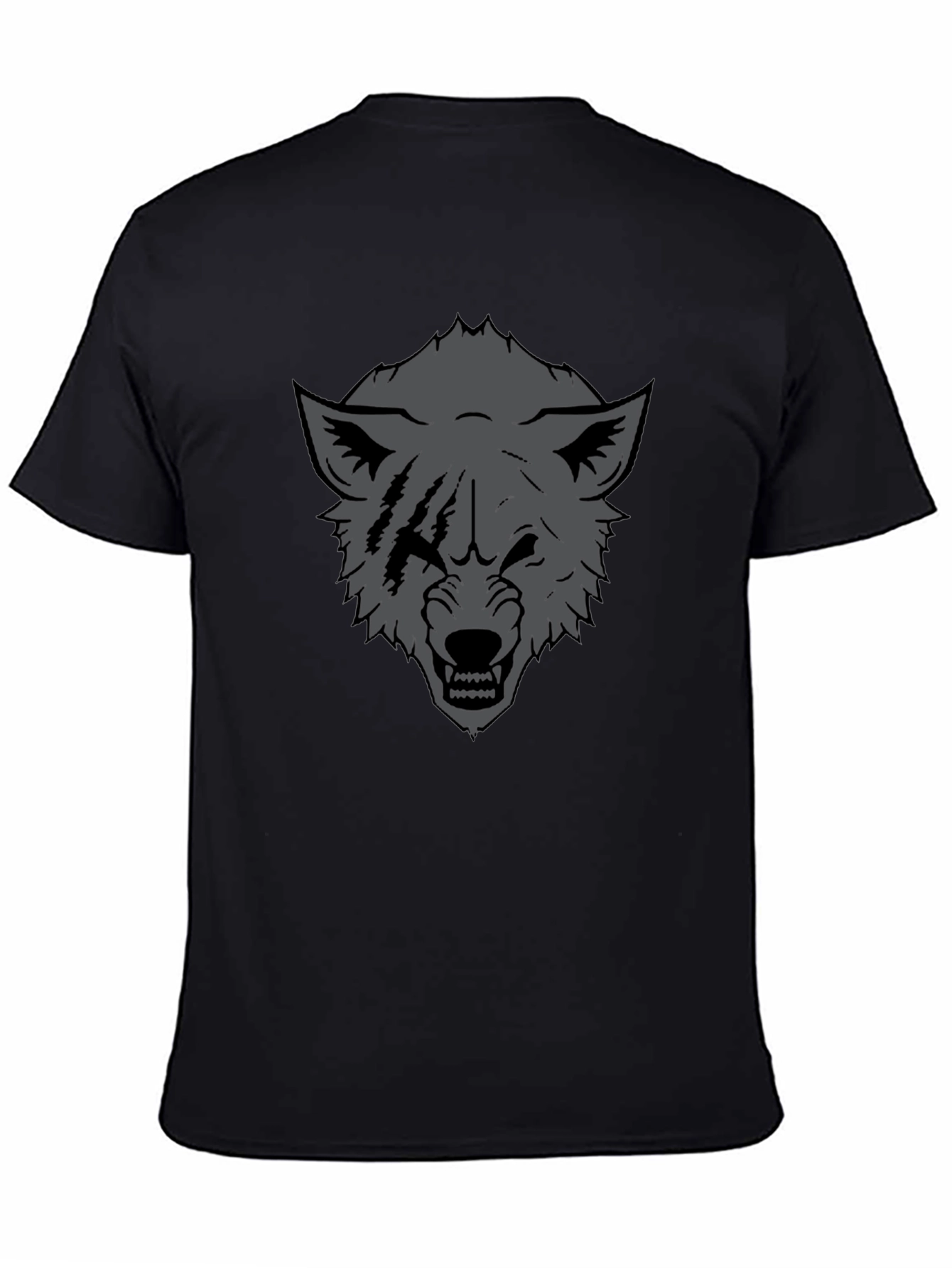 Black Men's Black Wolf Graphic Tee - Fierce Design view 4