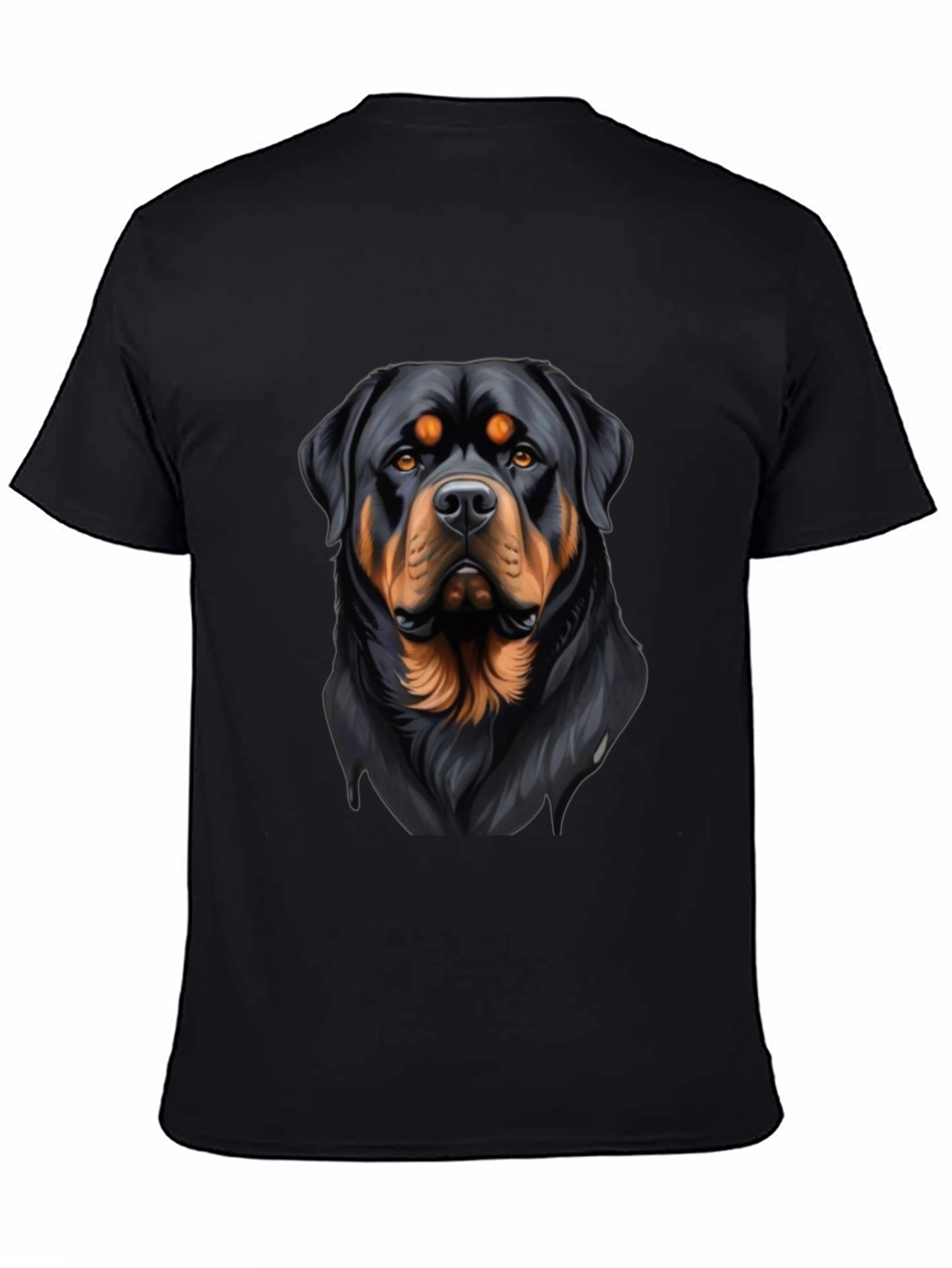 Black Rottweiler Graphic Print Black T-Shirt view 4